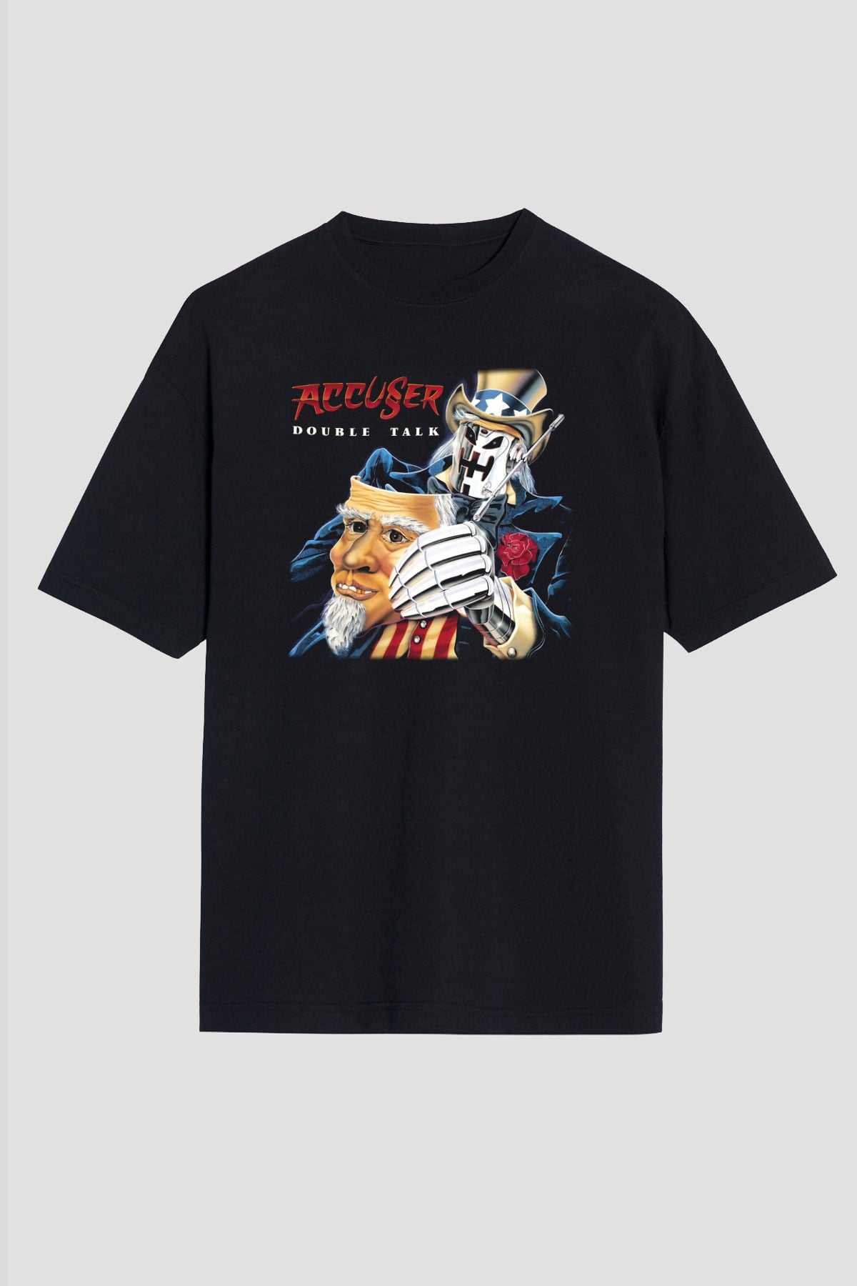 Accuser Siyah Unisex Oversize Tişört T-Shirt