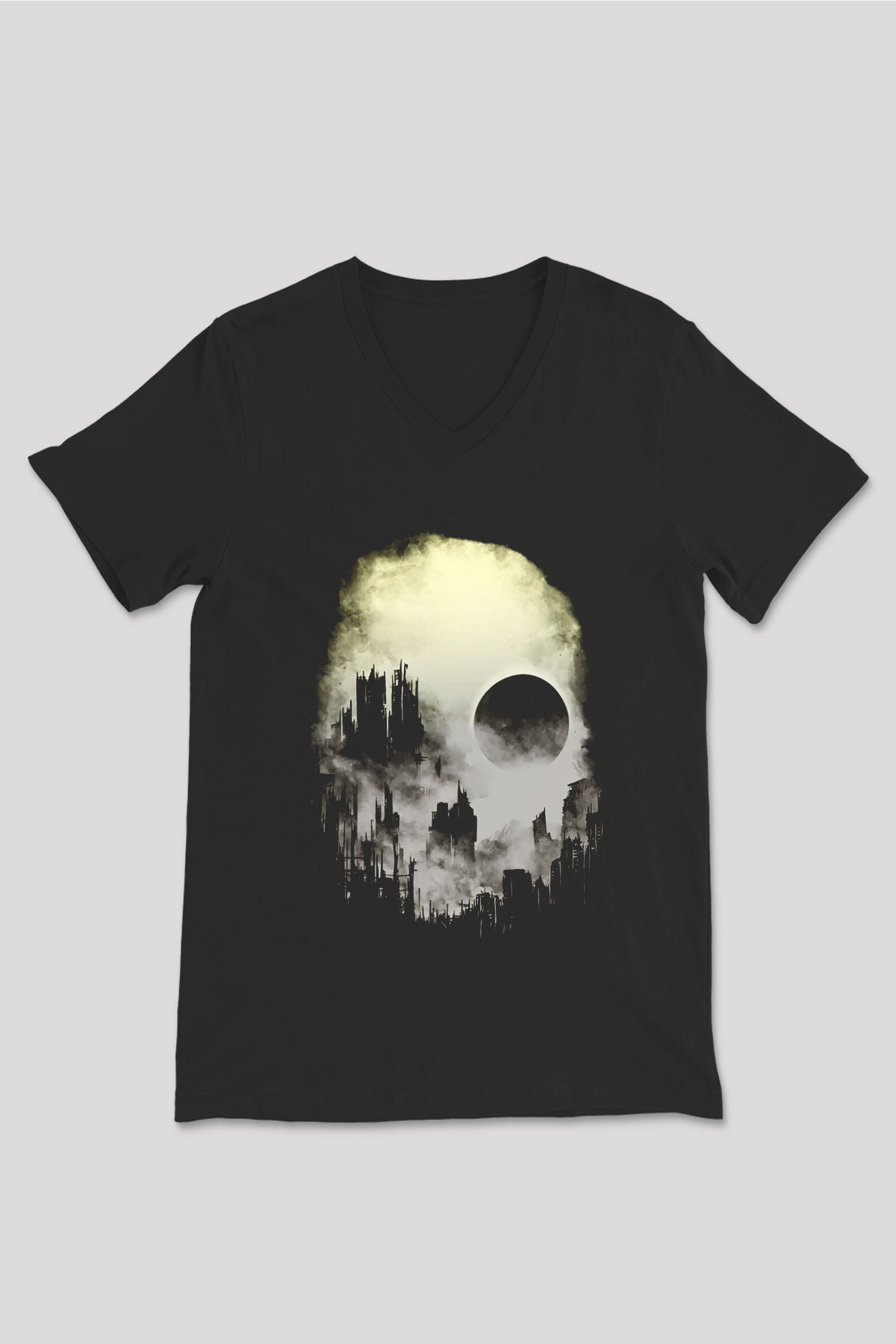 Accuser Siyah Unisex V Yaka Tişört T-Shirt