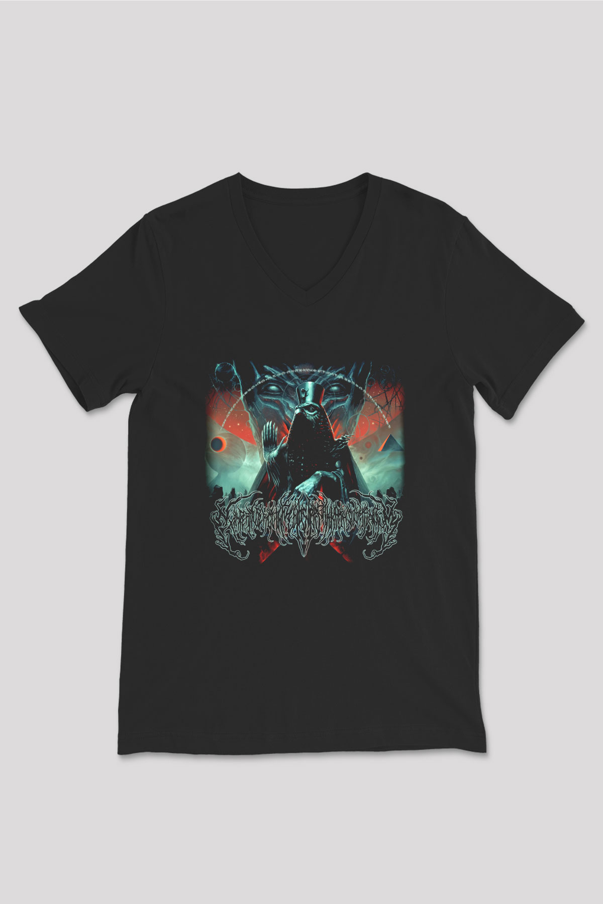 Accuser Siyah Unisex V Yaka Tişört T-Shirt