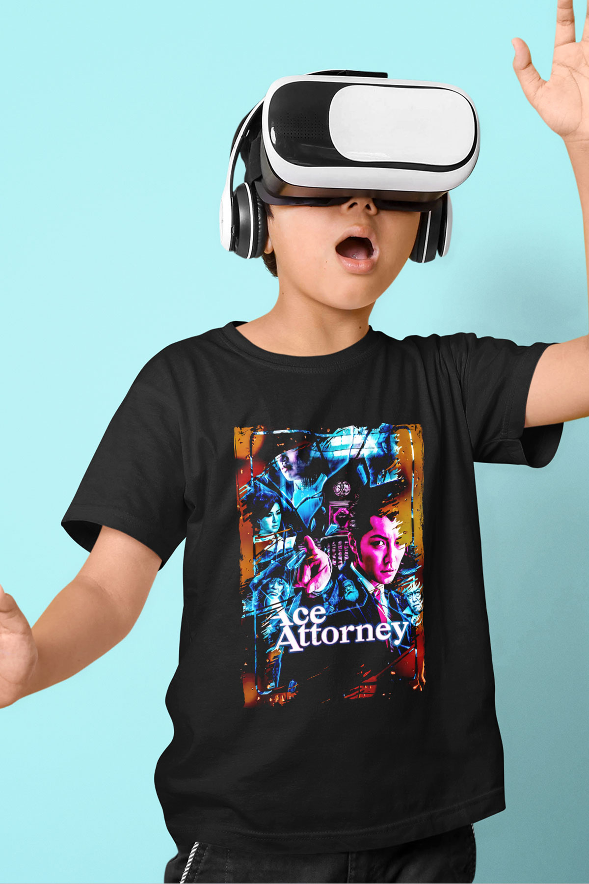 Ace Attorney Siyah Unisex Çocuk Tişört