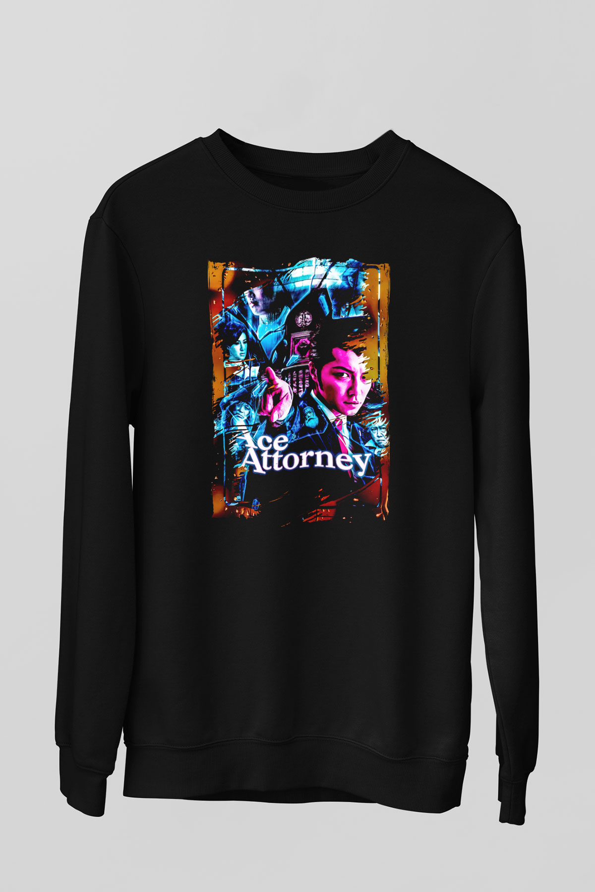 Ace Attorney Siyah Unisex Sweatshirt