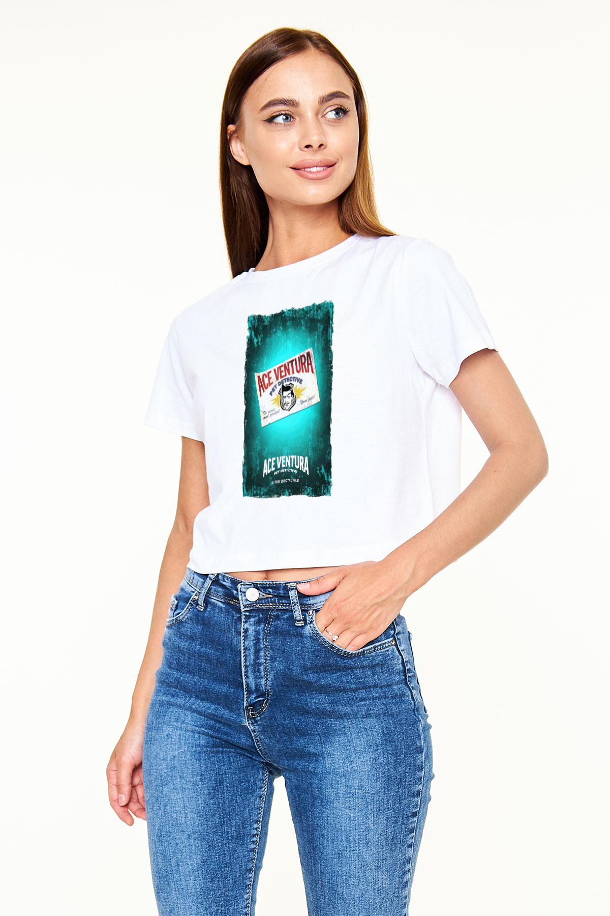 Ace Ventura Beyaz   Crop Top Tişört