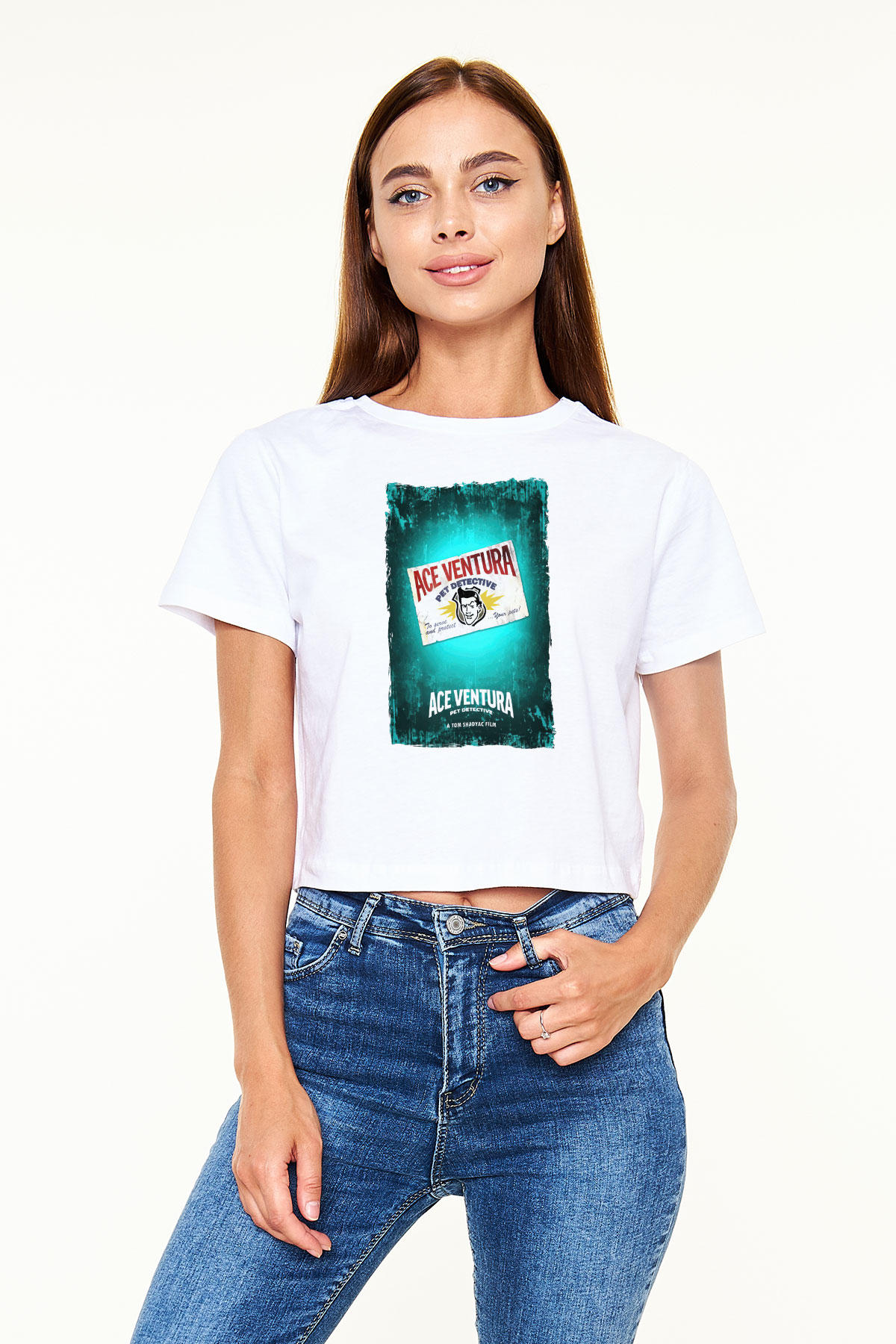 Ace Ventura Beyaz   Crop Top Tişört
