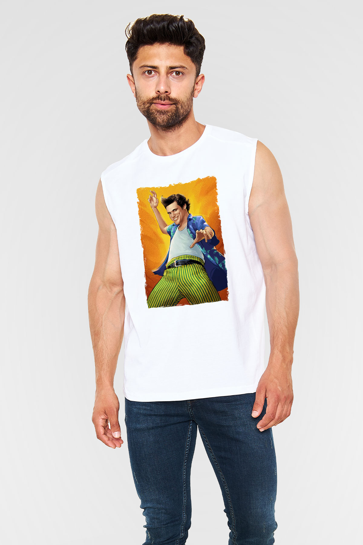 Ace Ventura Beyaz Unisex  Kolsuz Tişört