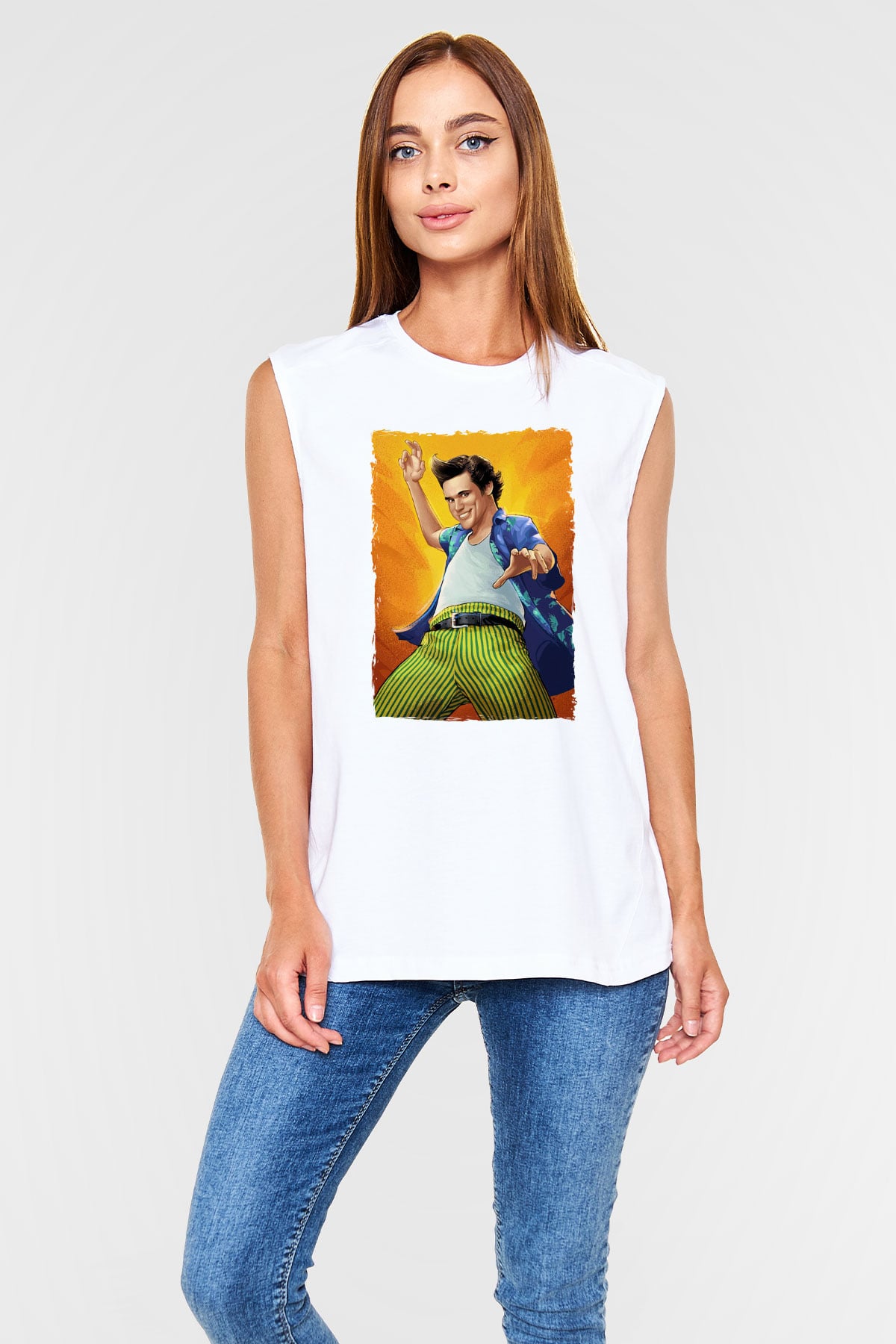 Ace Ventura Beyaz Unisex  Kolsuz Tişört