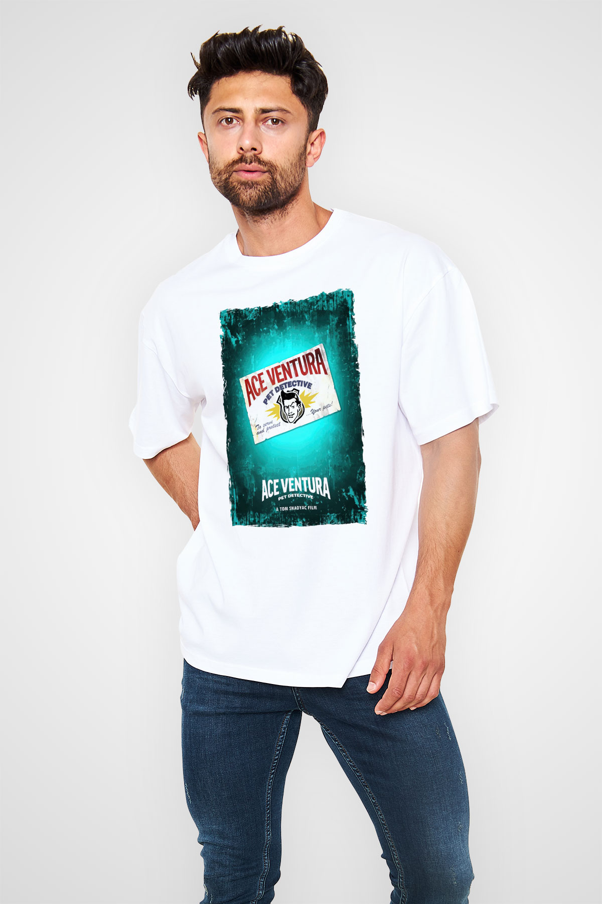 Ace Ventura Beyaz Oversize Tişört