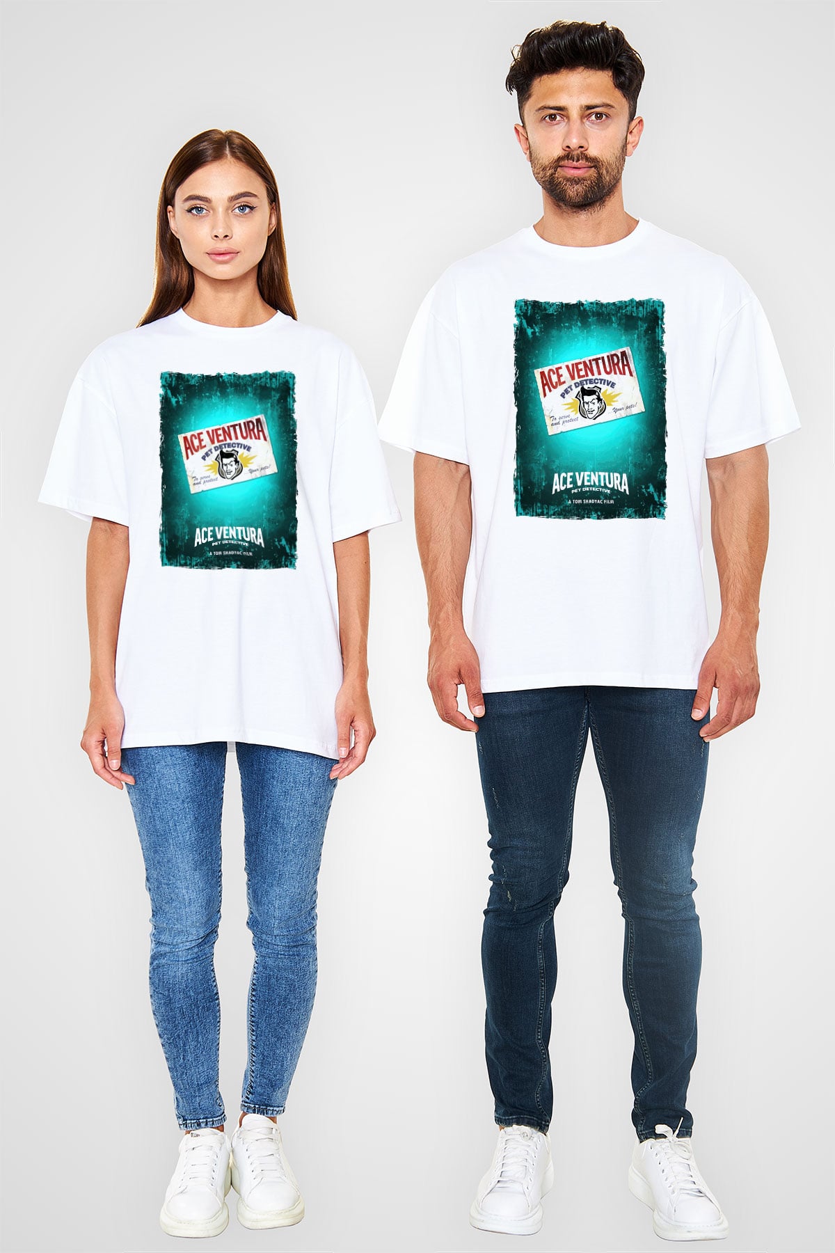 Ace Ventura Beyaz Oversize Tişört