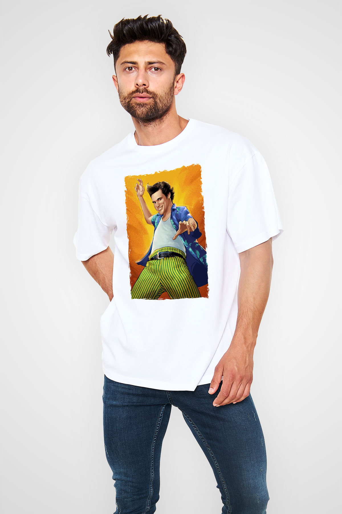 Ace Ventura Beyaz Oversize Tişört