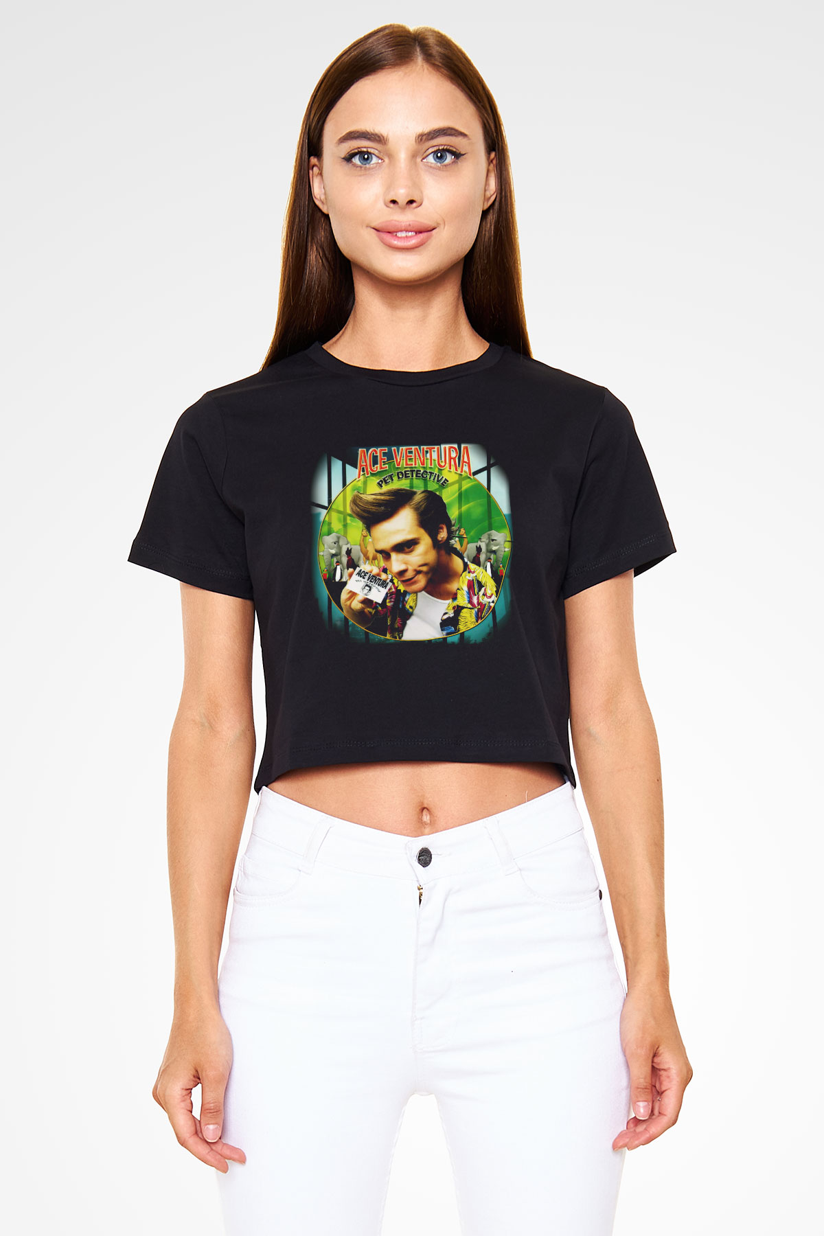 Ace Ventura Siyah Crop Top Tişört