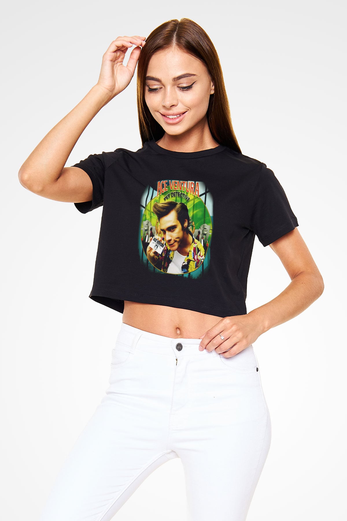 Ace Ventura Siyah Crop Top Tişört