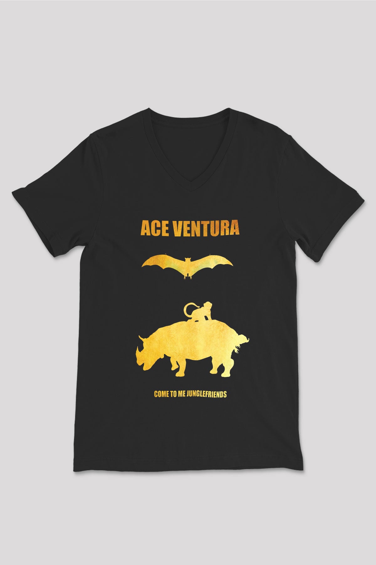 Ace Ventura Siyah Unisex  V Yaka Tişört