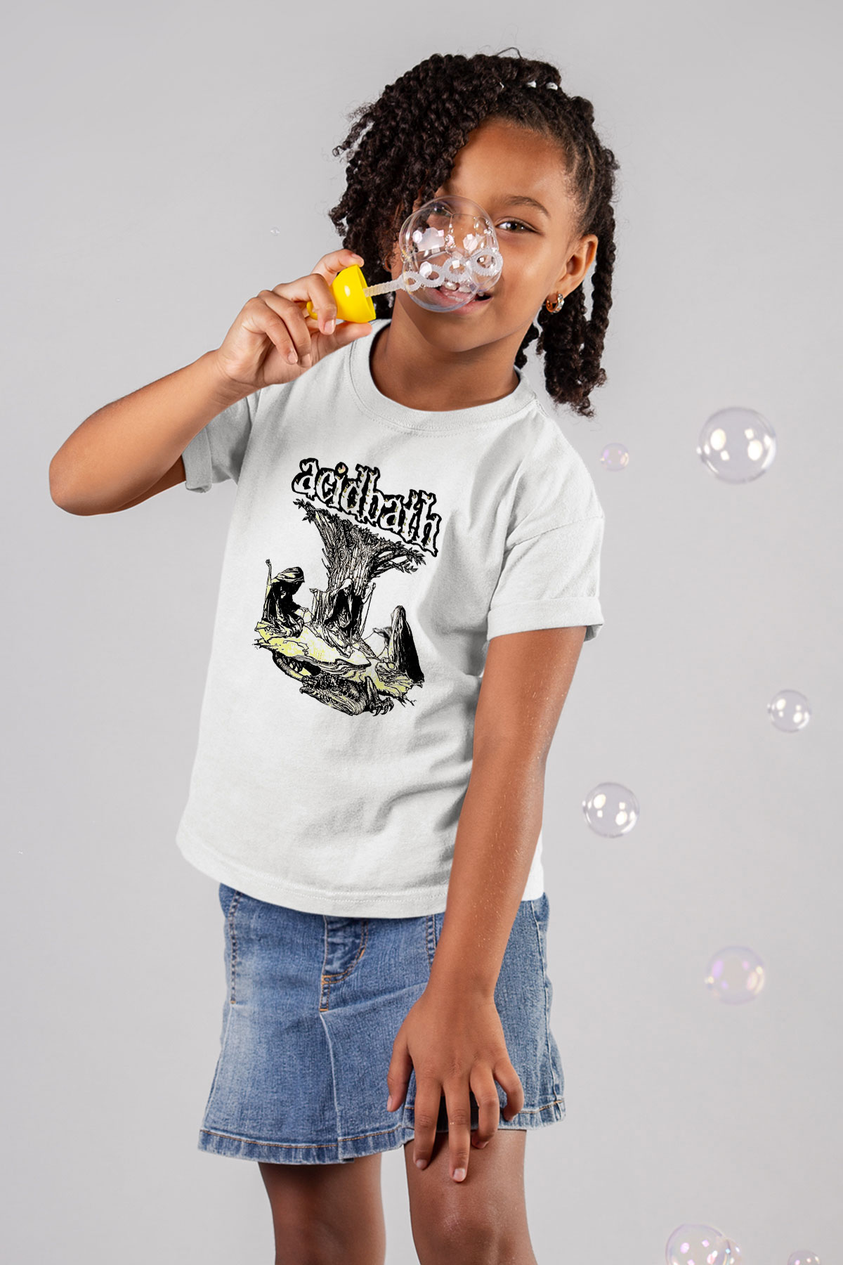Acid Bath Baskılı Beyaz Unisex Beyaz Çocuk Tişört - Tshirt
