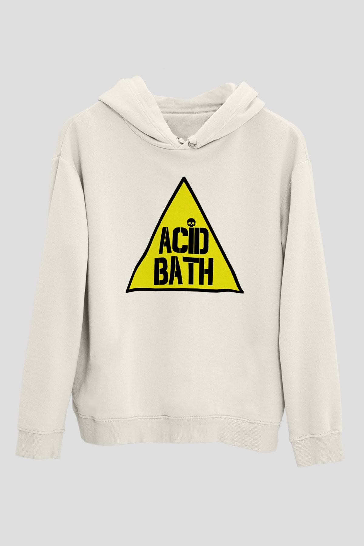 Acid Bath Baskılı Beyaz Unisex Kapüşonlu Sweatshirt