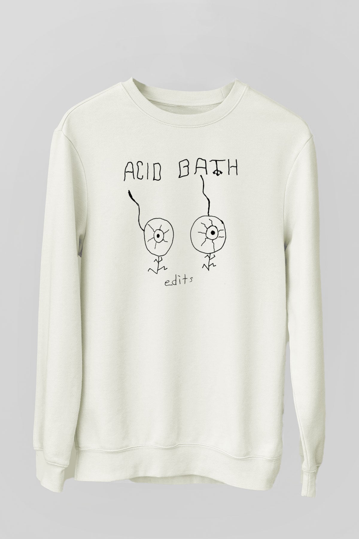 Acid Bath Baskılı Beyaz Unisex Sweatshirt