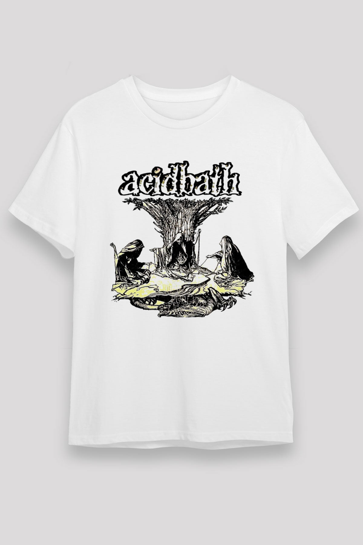 Acid Bath Baskılı Unisex Beyaz Tişört - Tshirt