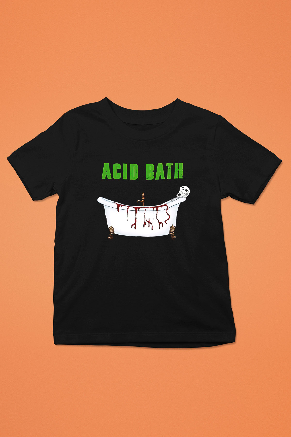 Acid Bath Baskılı Unisex Siyah Çocuk Tişört - Tshirt