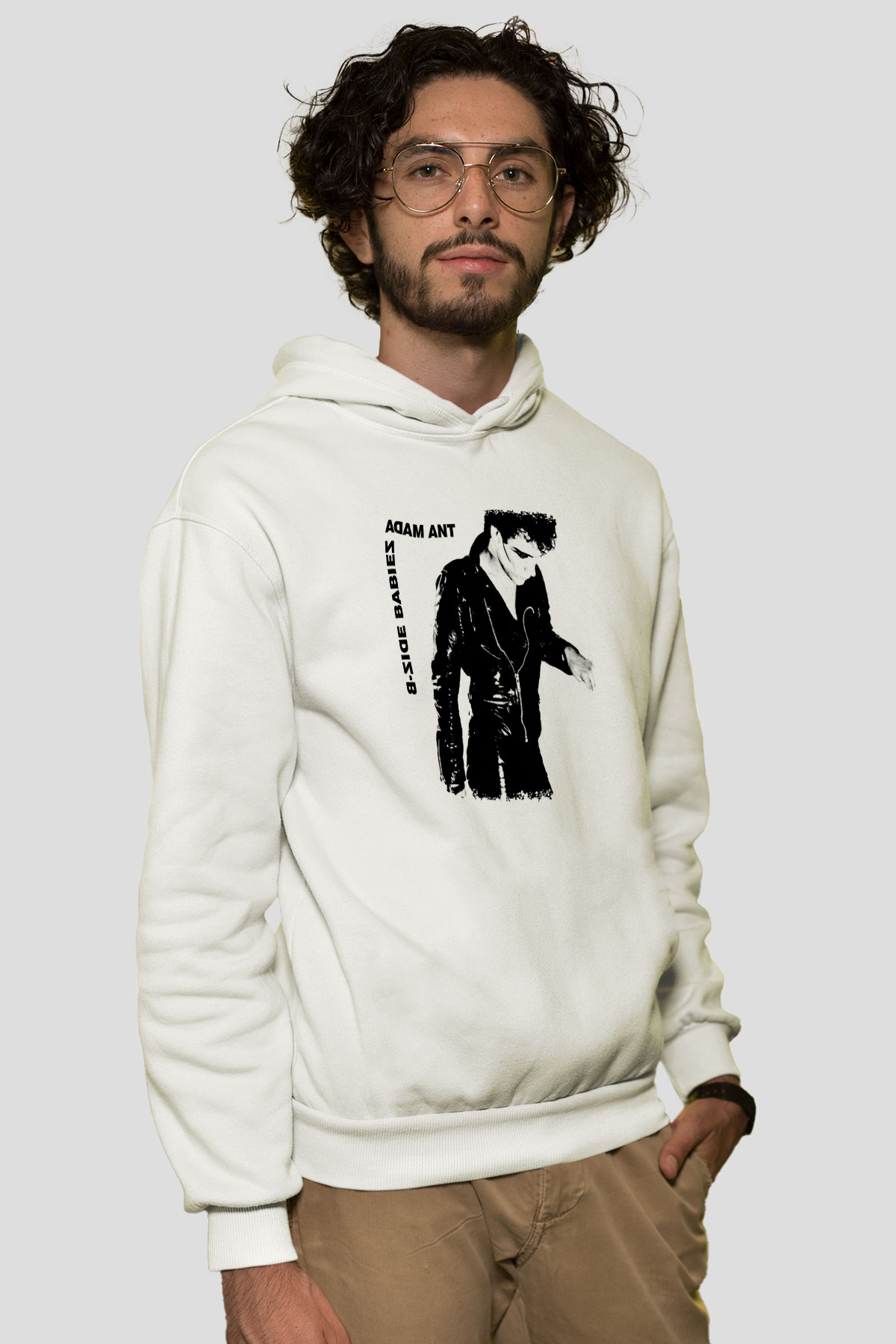 Adam Ant Baskılı Unisex Beyaz Hoodie