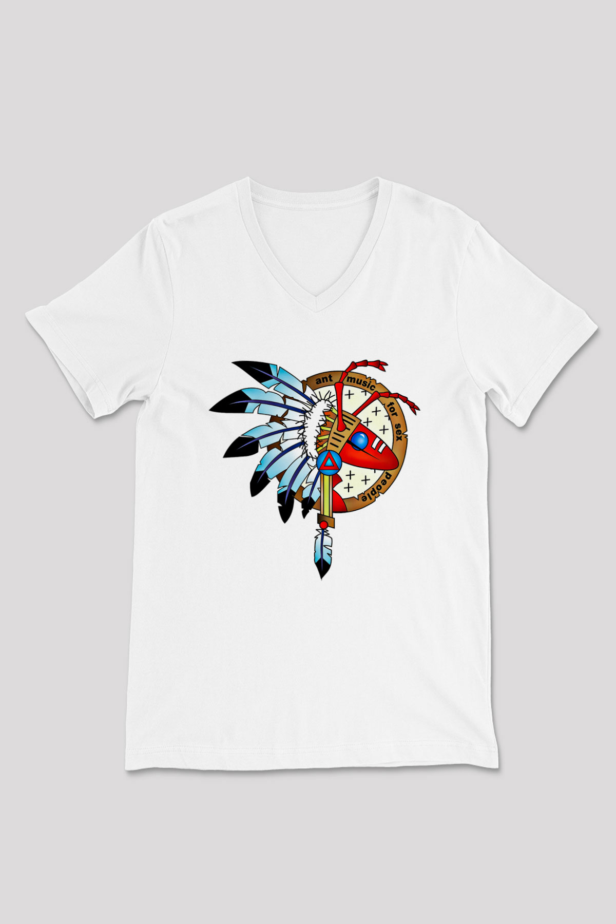 Adam Ant Baskılı Unisex Beyaz V Yaka Tişört