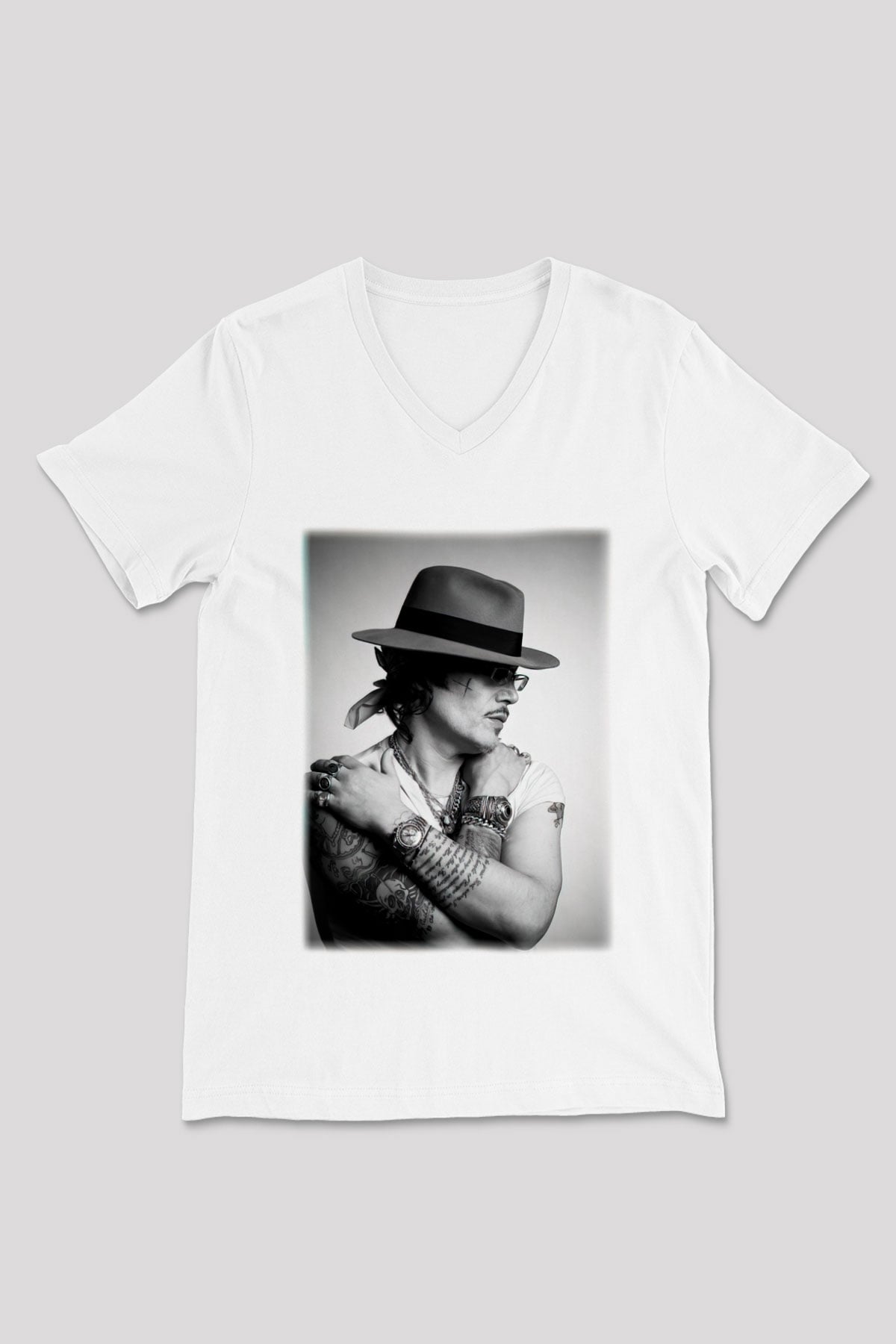 Adam Ant Beyaz Unisex V Yaka Tişört T-Shirt