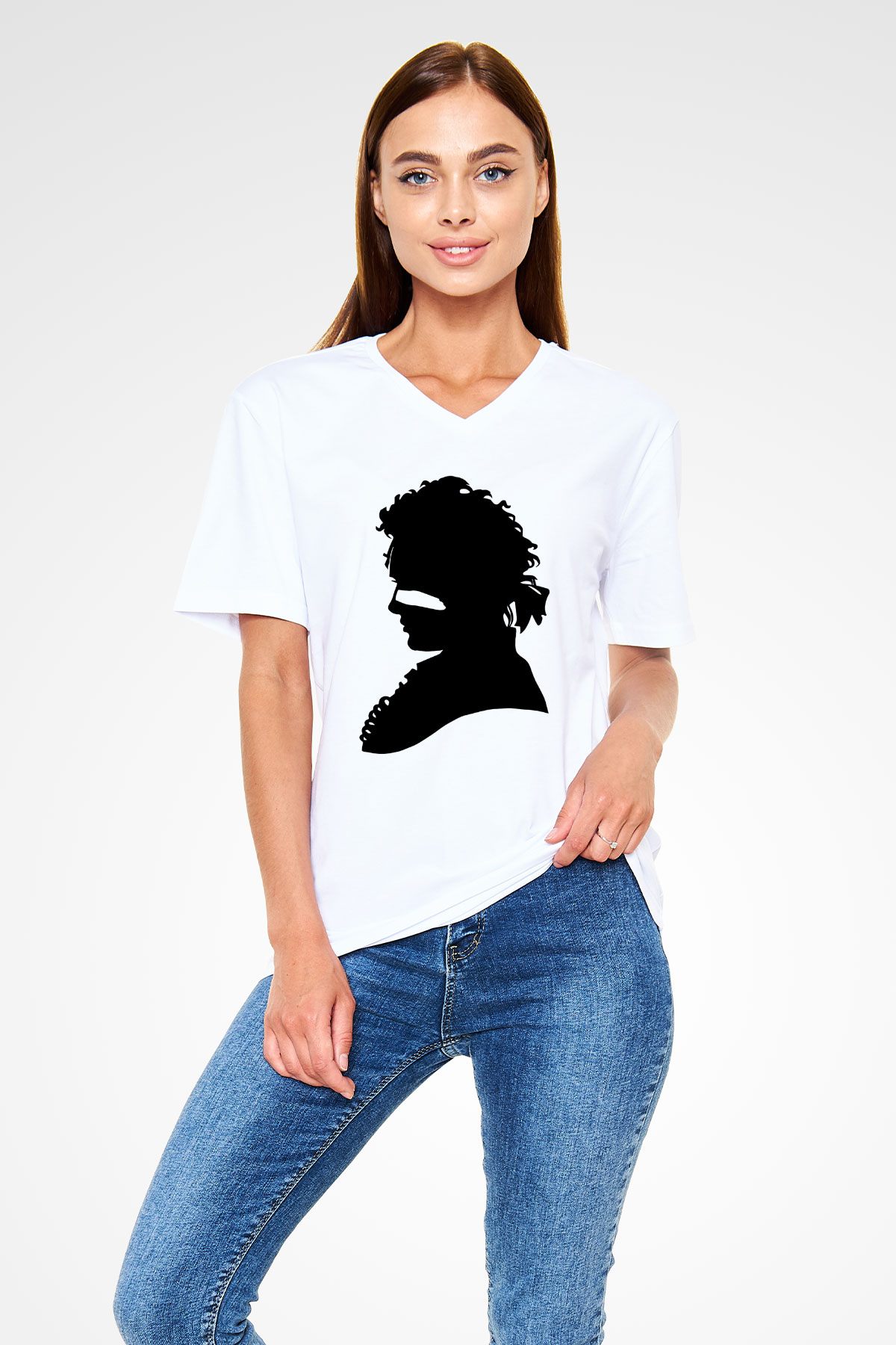 Adam Ant Beyaz Unisex V Yaka Tişört T-Shirt