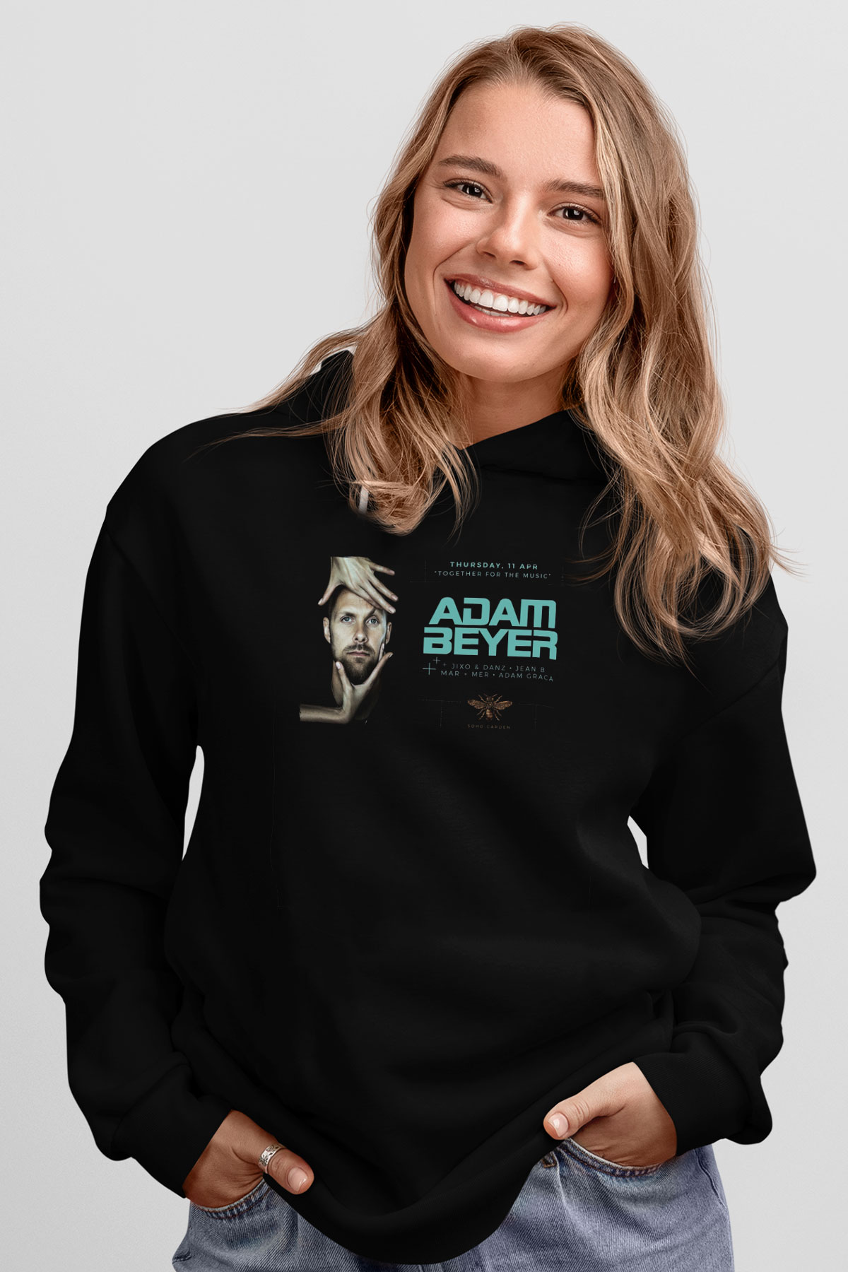 Adam Beyer Siyah Unisex Kapüşonlu Sweatshirt