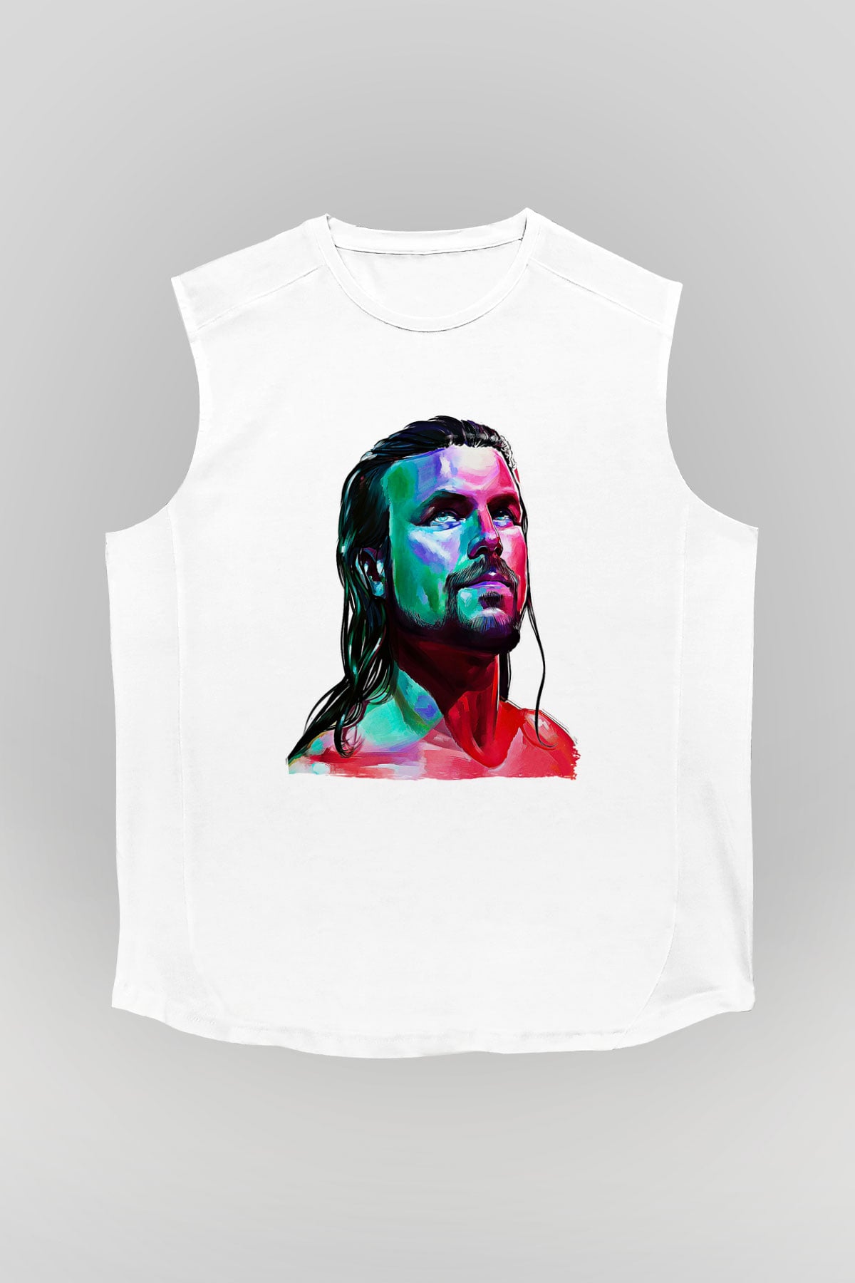 Adam Cole Baskılı Beyaz Unisex Kolsuz Tişört - Tshirt