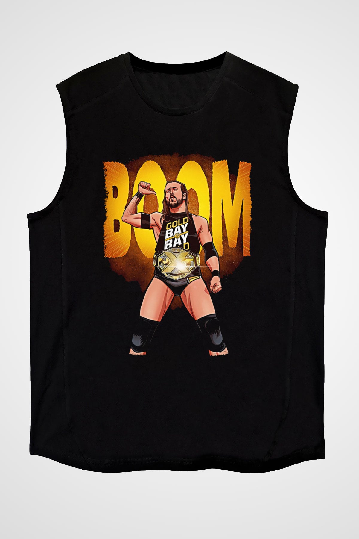 Adam Cole Baskılı Unisex Siyah Kolsuz Tişört - Tshirt