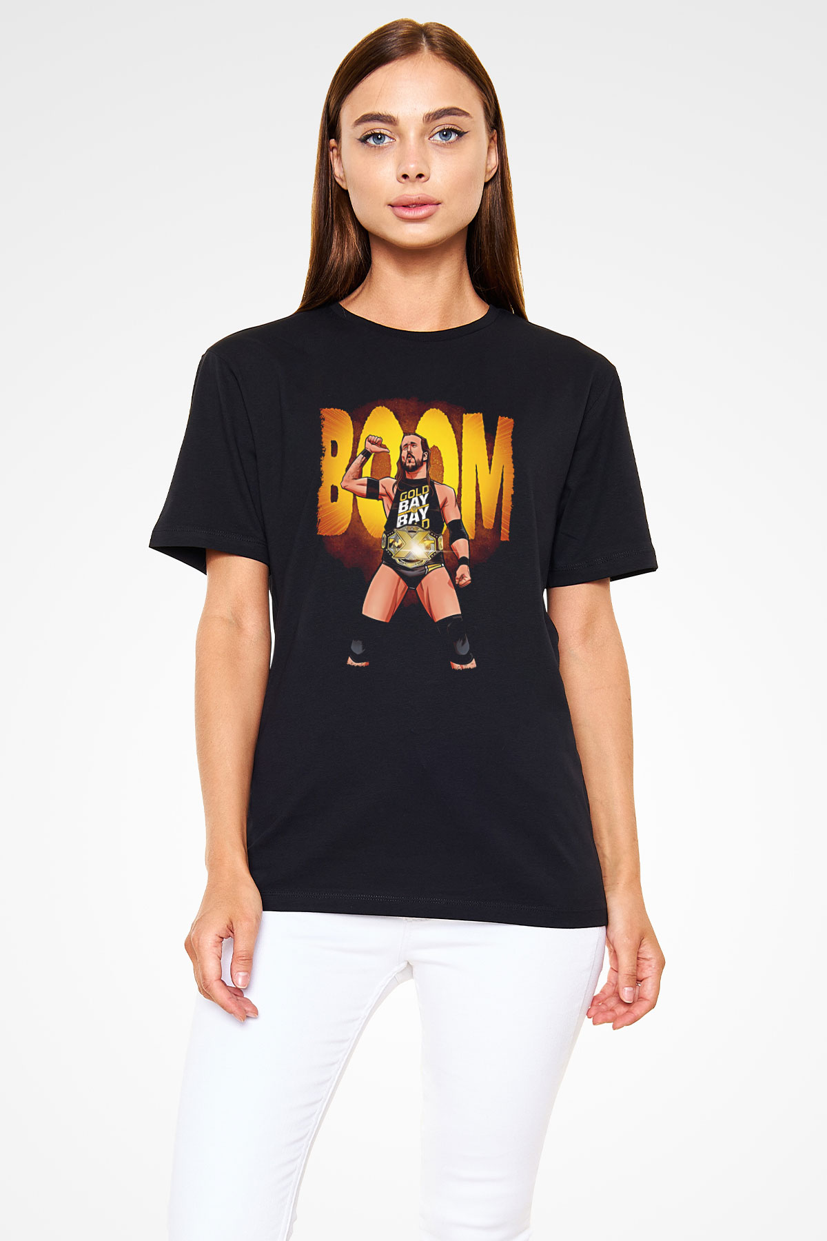 Adam Cole Baskılı Unisex Siyah Tişört - Tshirt