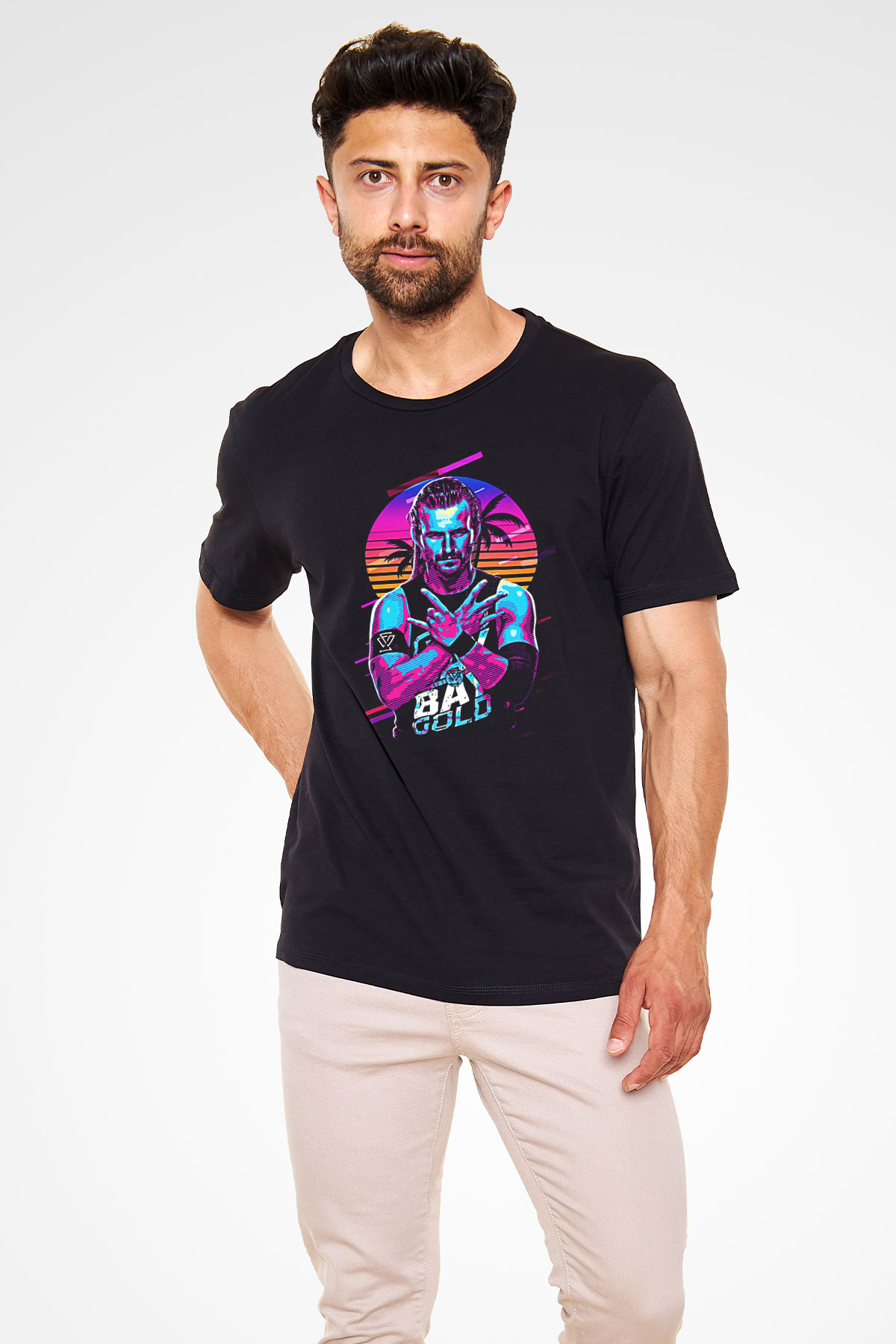 Adam Cole Baskılı Unisex Siyah Tişört - Tshirt