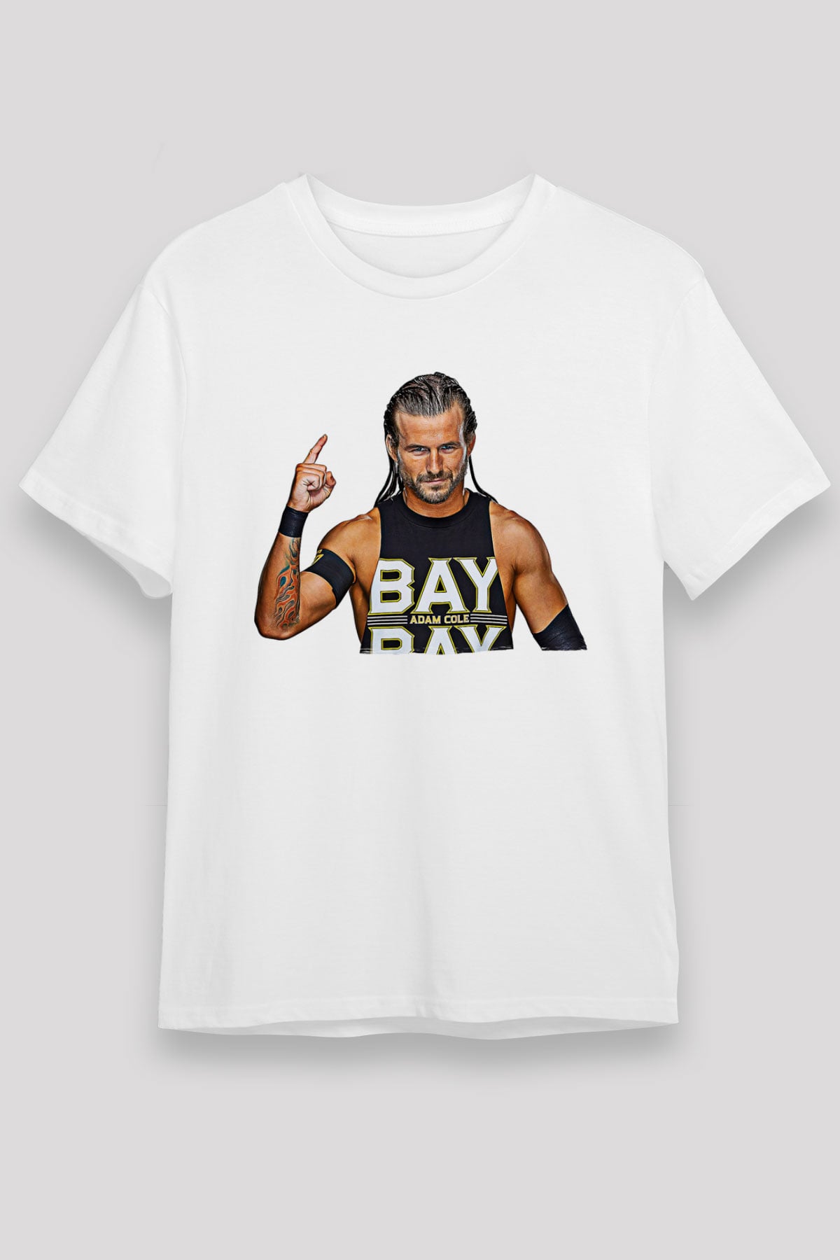Adam Cole Unisex Baskılı Beyaz Tişört - Tshirt