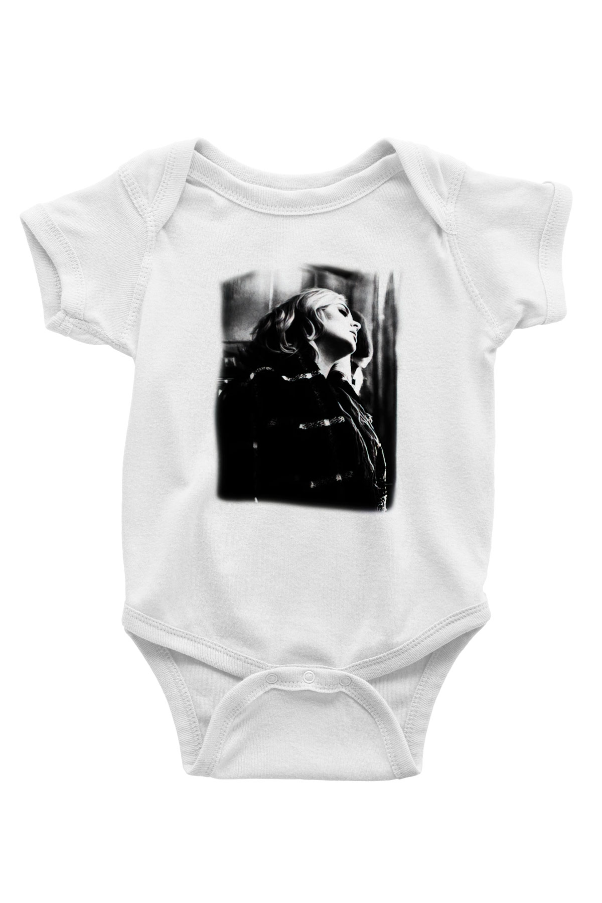 Adele Baskılı Beyaz Unisex Bebek Body - Zıbın