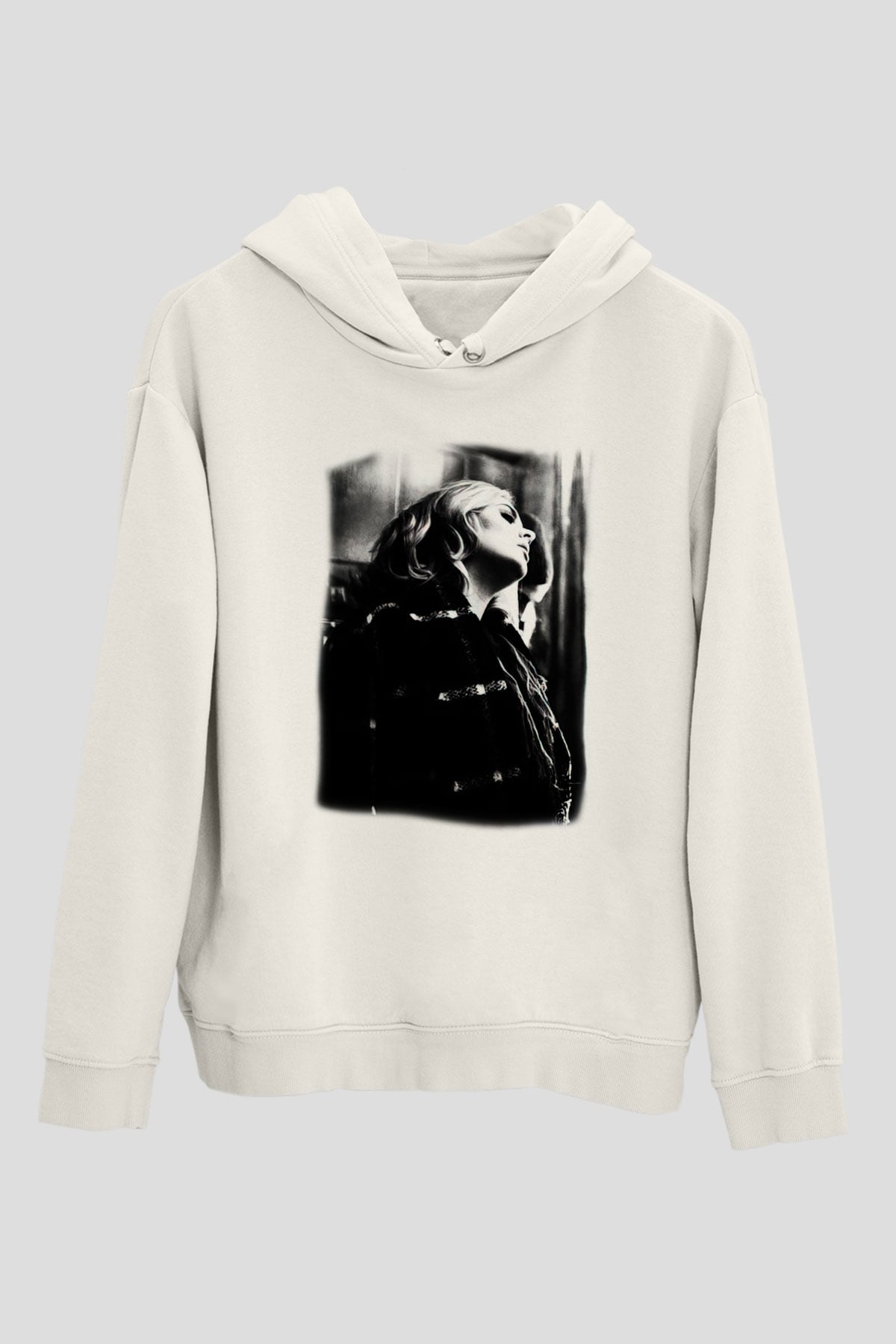 Adele Beyaz Unisex Kapşonlu Sweatshirt