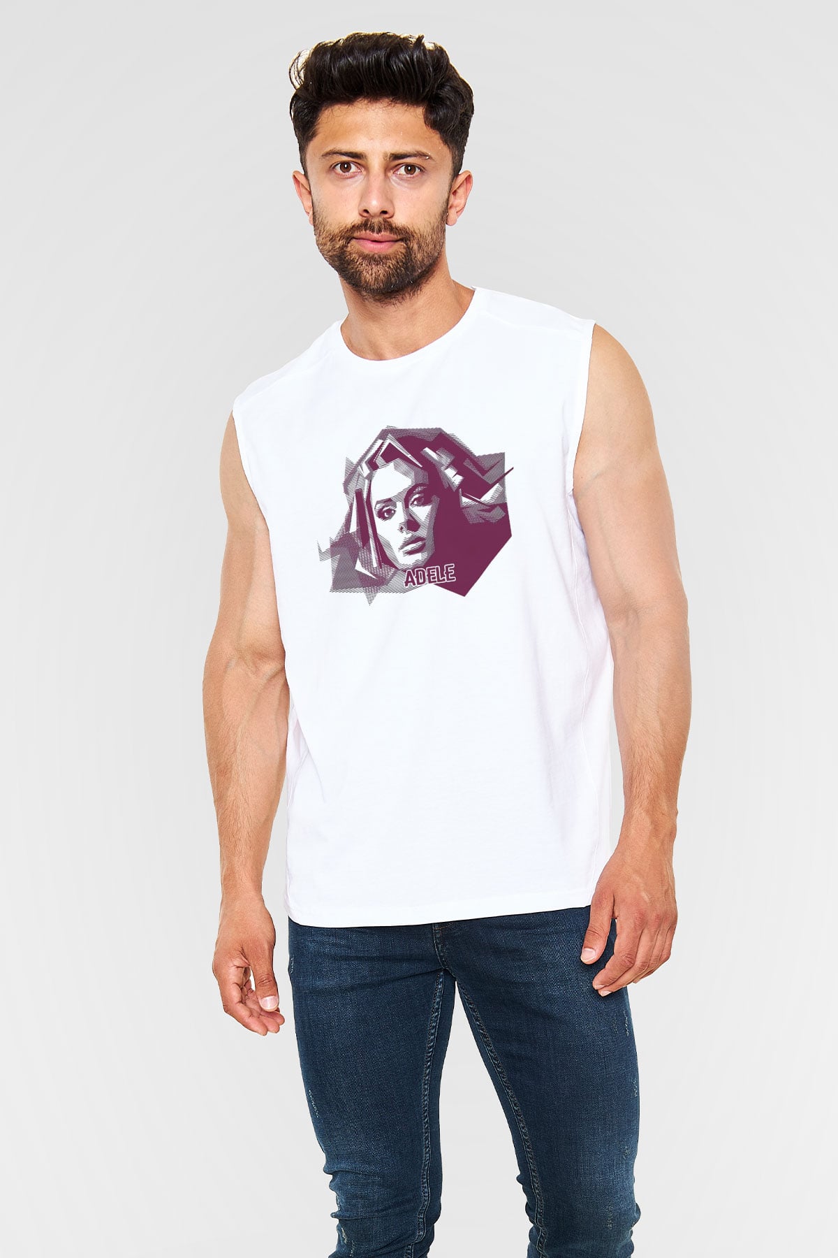 Adele Beyaz Unisex Kolsuz Tişört