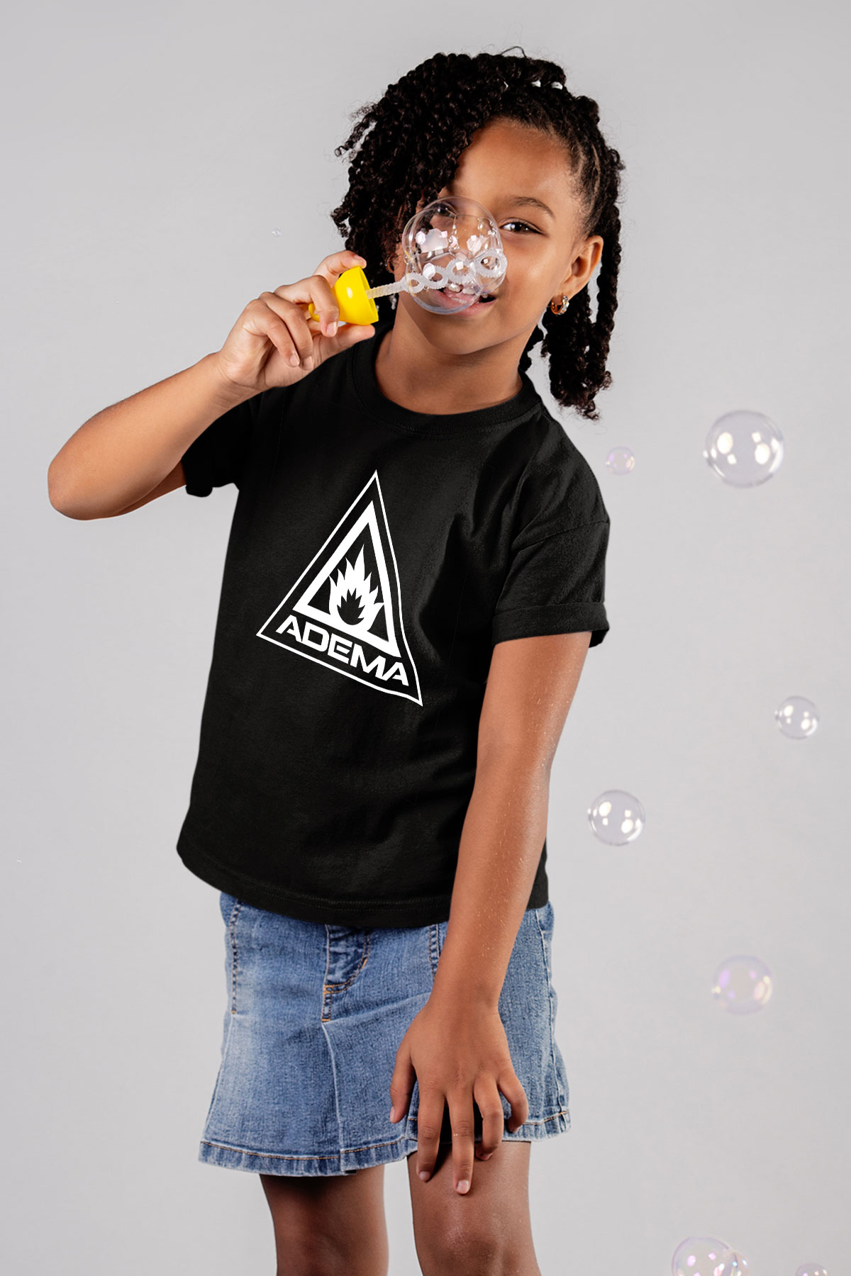 Adema Baskılı Unisex Siyah Çocuk Tişört - Tshirt