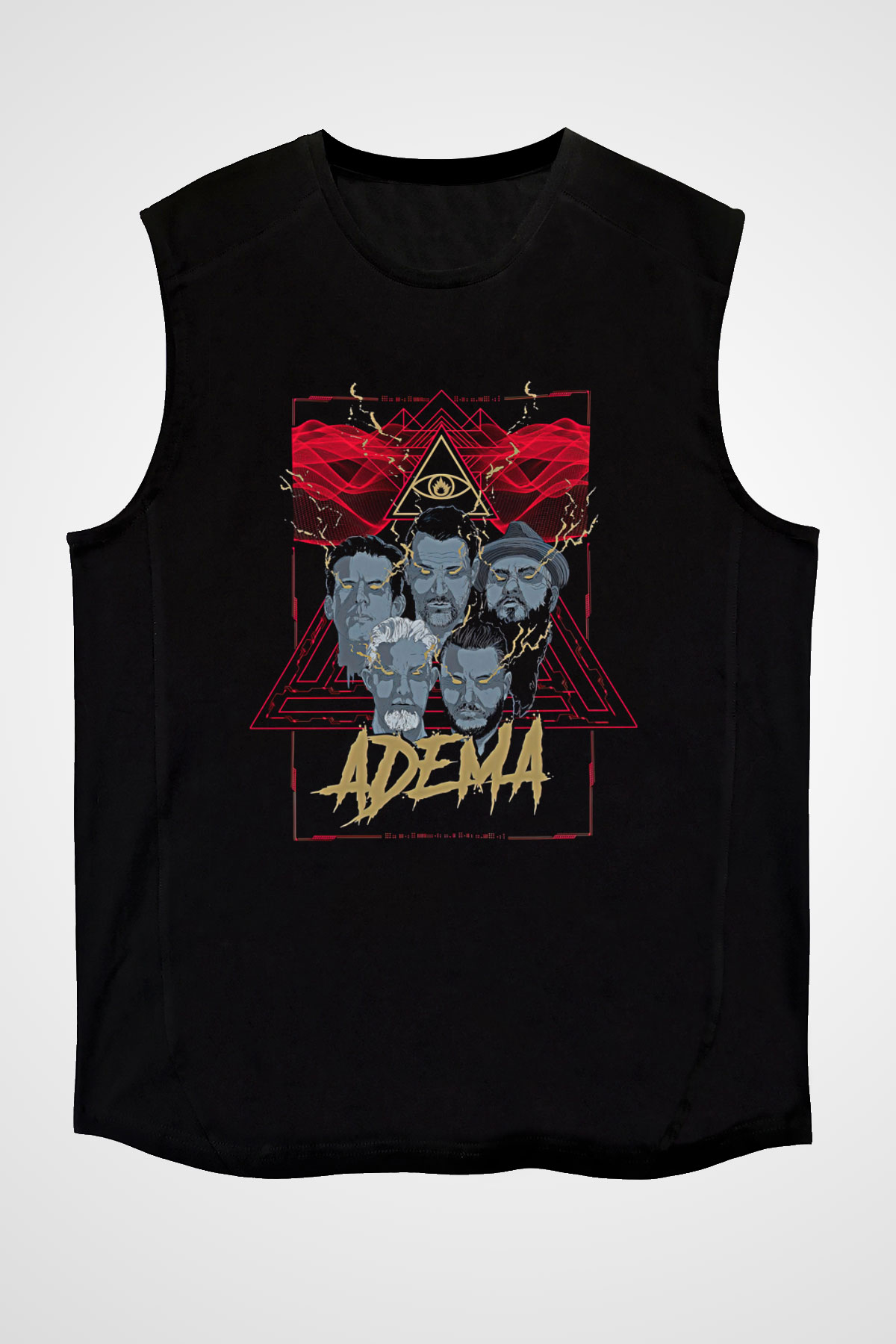 Adema Baskılı Unisex Siyah Kolsuz Tişört - Tshirt