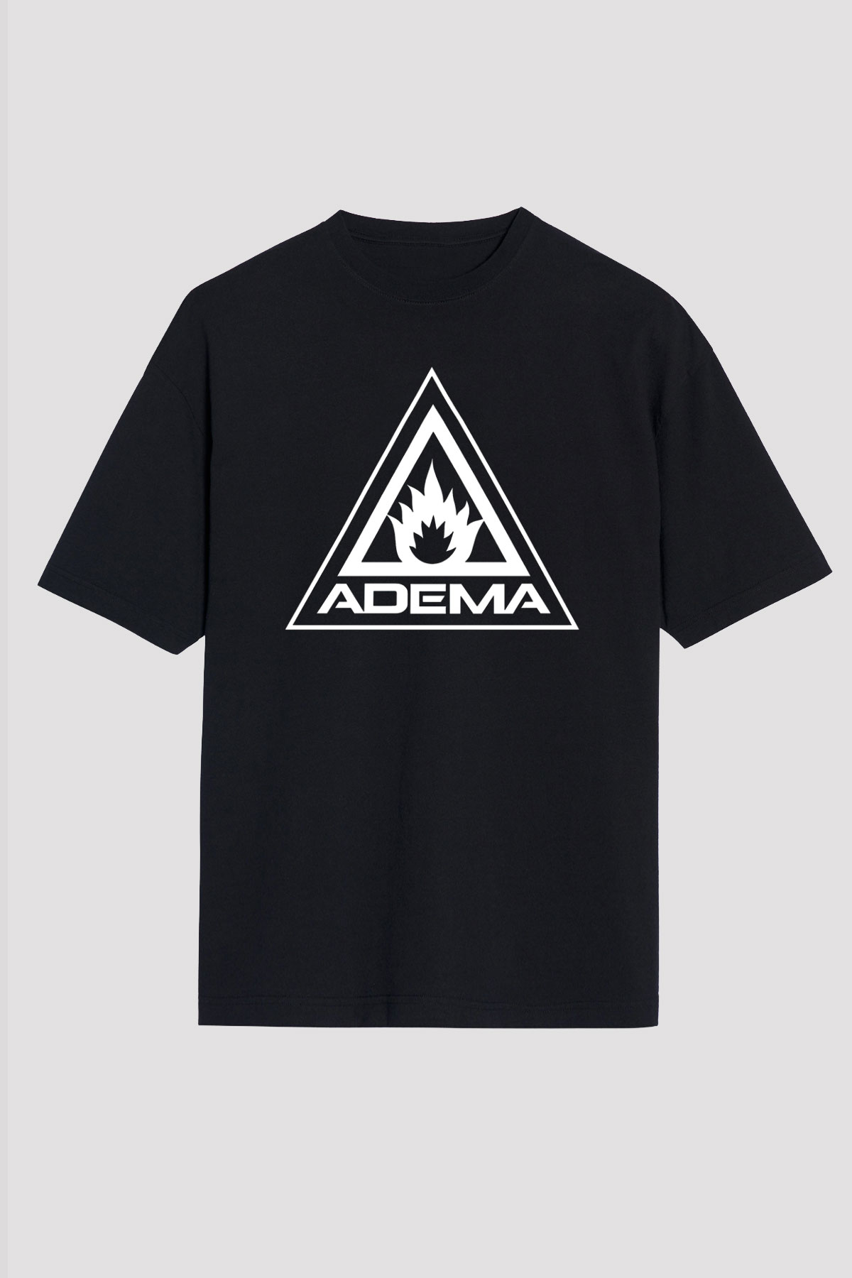 Adema Baskılı Unisex Siyah Oversize Tişört - Tshirt