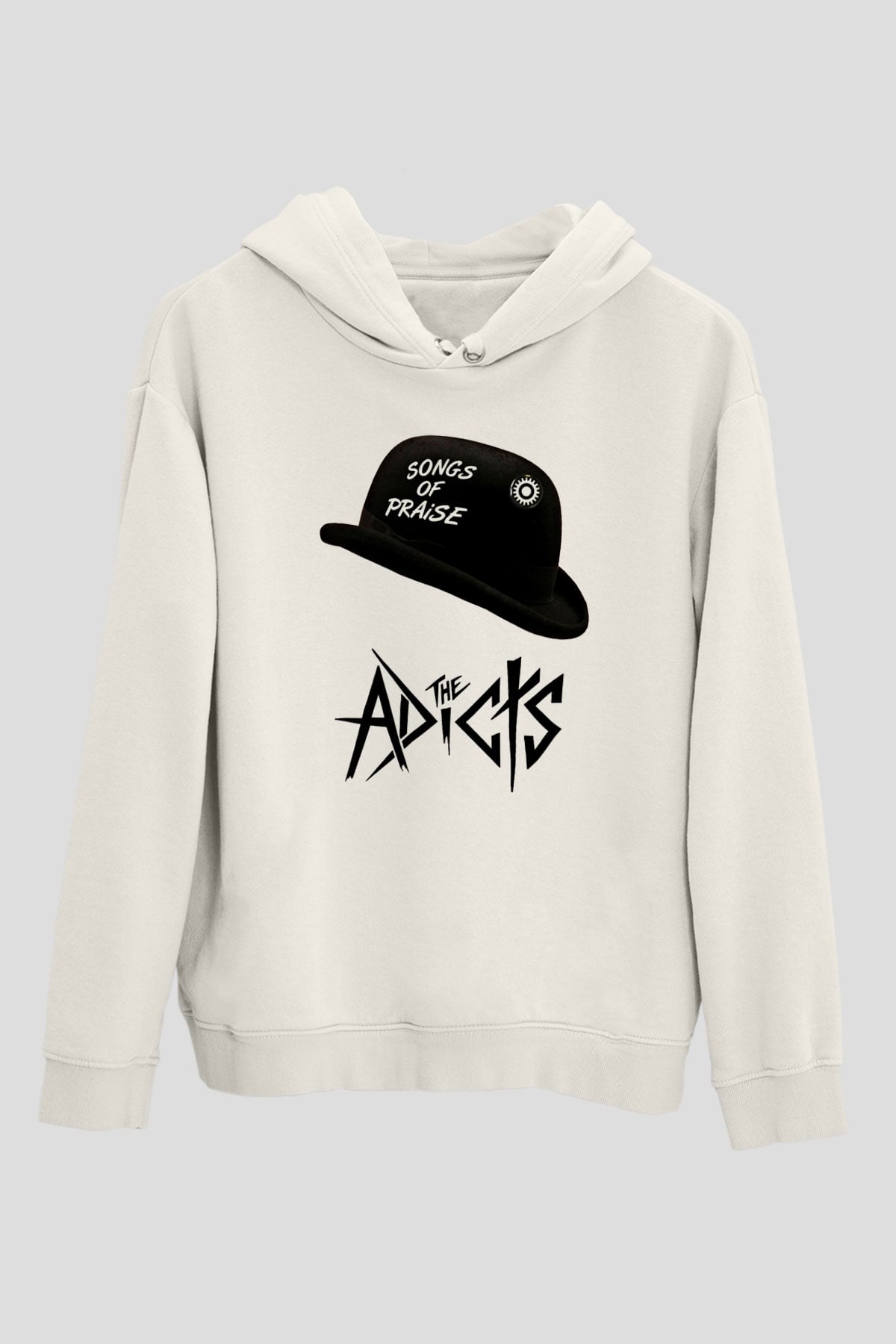 Adicts Baskılı Unisex Beyaz Hoodie