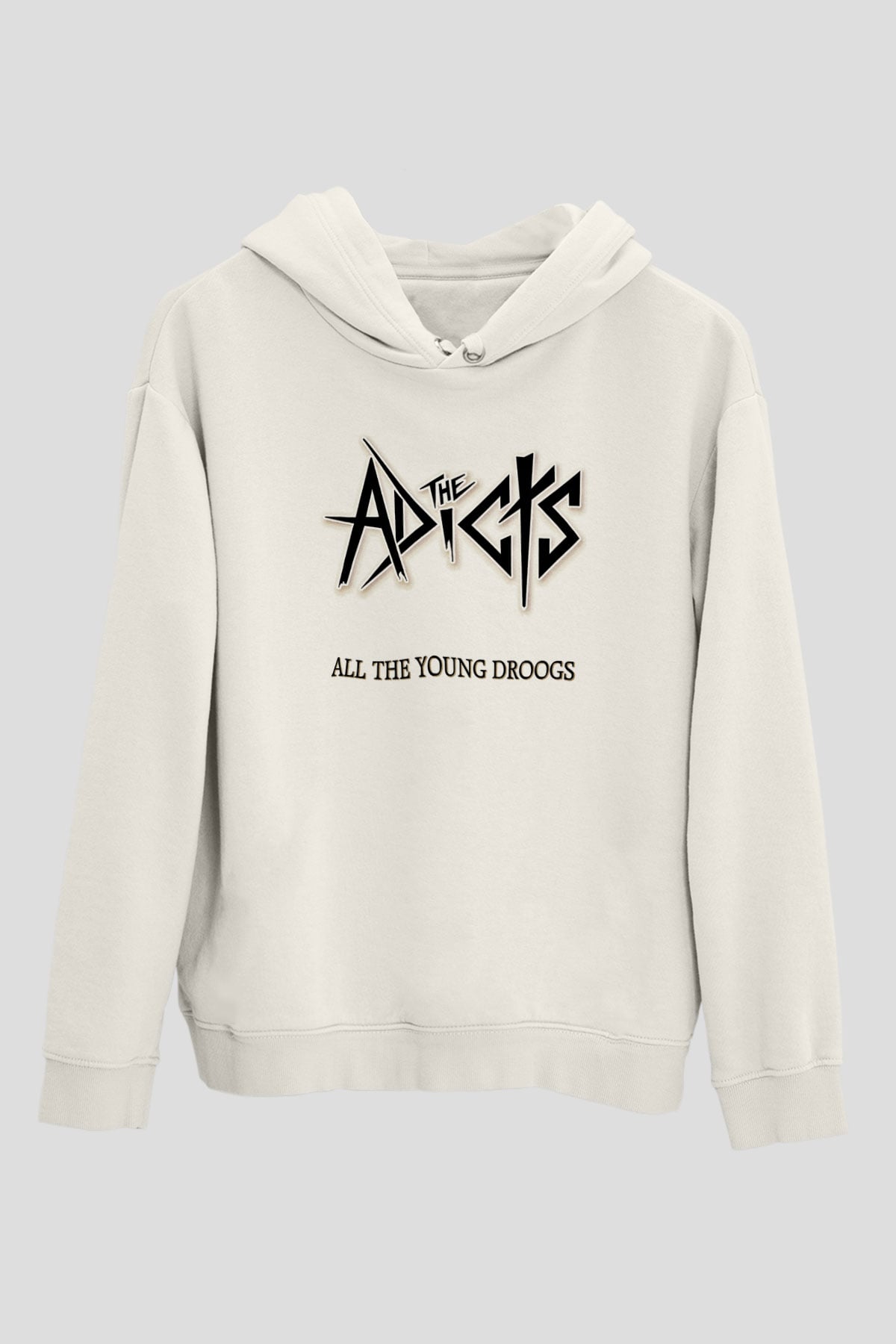 Adicts Baskılı Unisex Beyaz Hoodie
