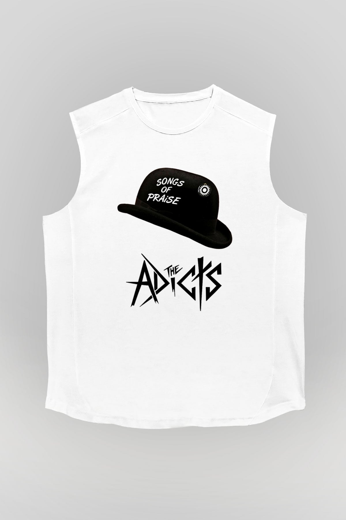 Adicts Baskılı Unisex Beyaz Kolsuz Tişört