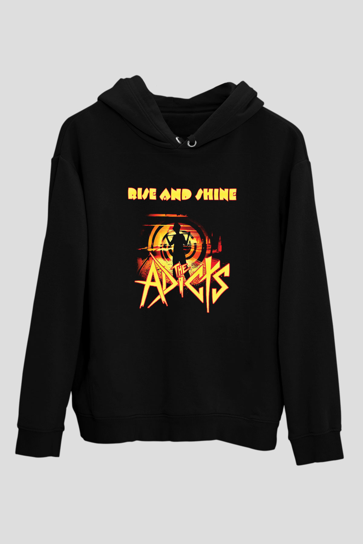 Adicts Baskılı Unisex Siyah Hoodie