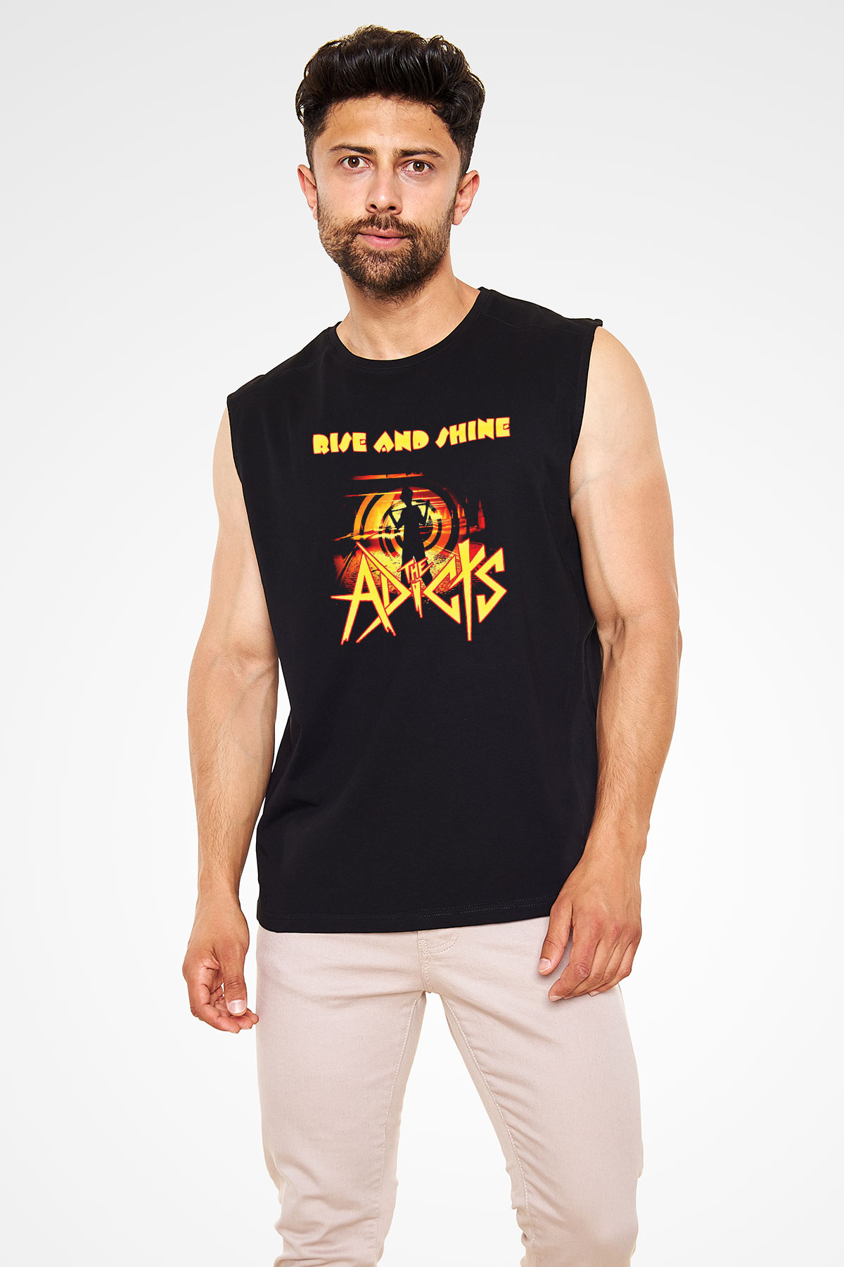Adicts Baskılı Unisex Siyah Kolsuz Tişört