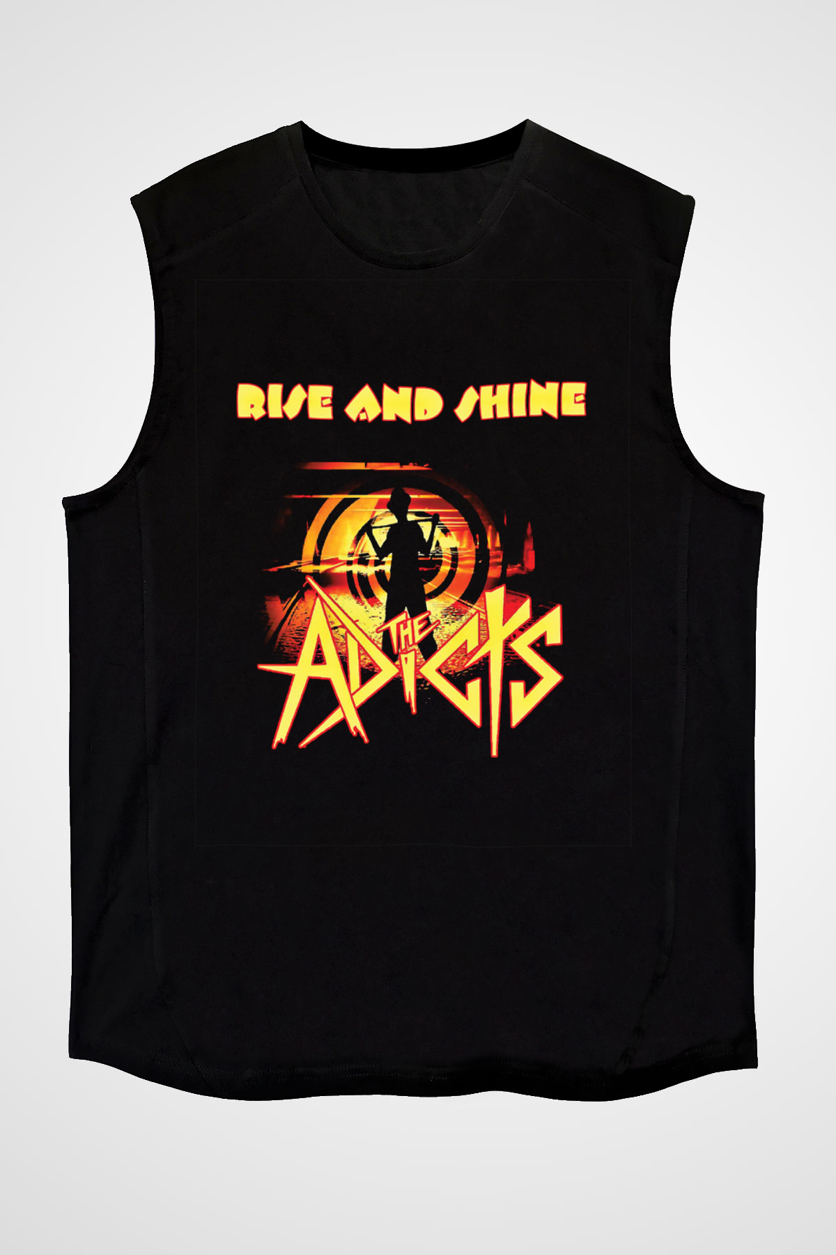Adicts Baskılı Unisex Siyah Kolsuz Tişört