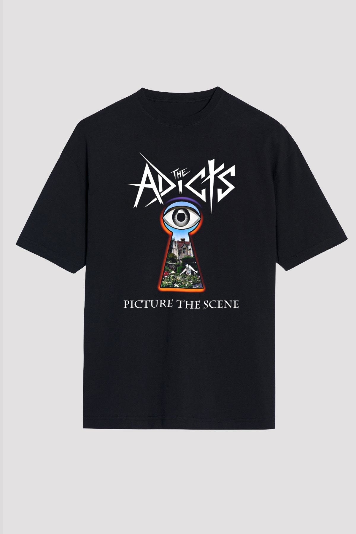 Adicts Baskılı Unisex Siyah Oversize Tişört