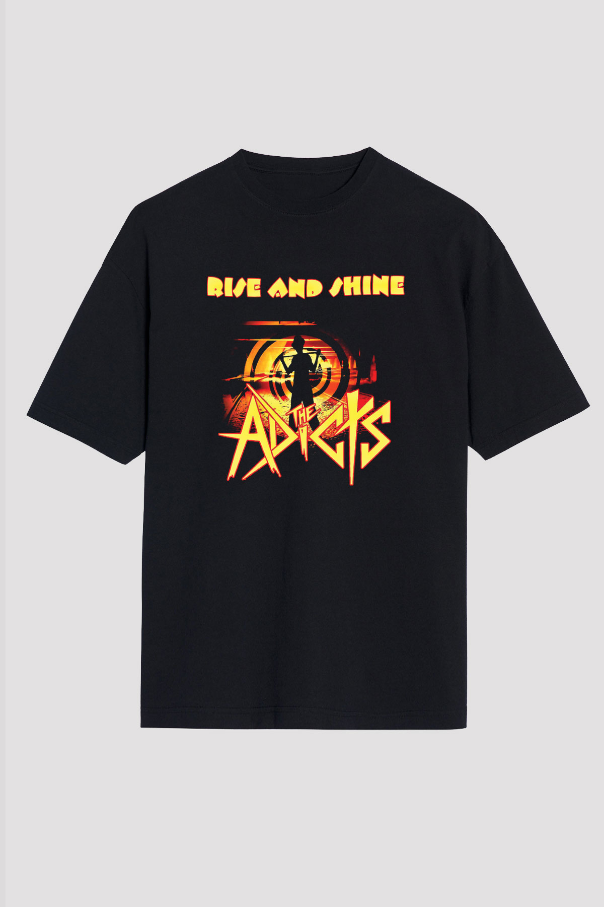 Adicts Baskılı Unisex Siyah Oversize Tişört