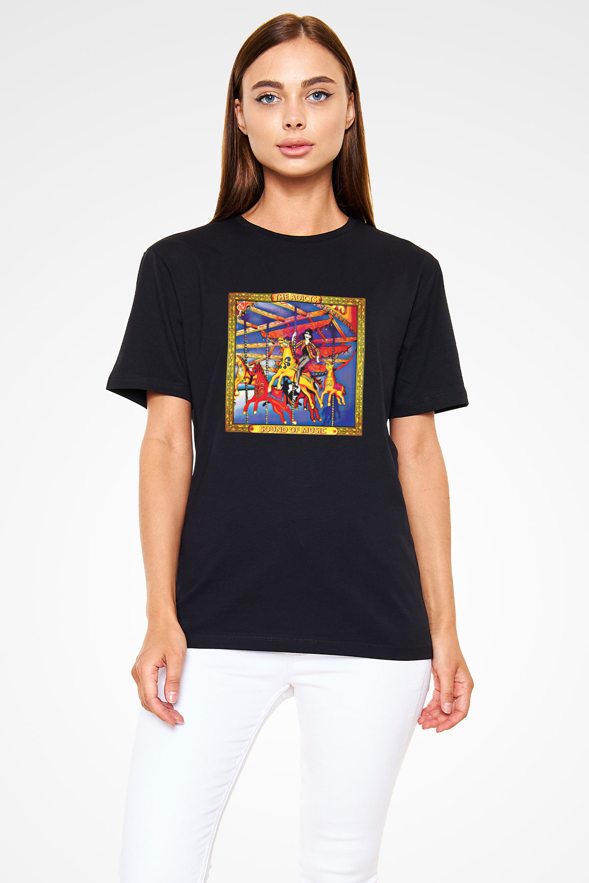 Adicts Baskılı Unisex Siyah Tişört