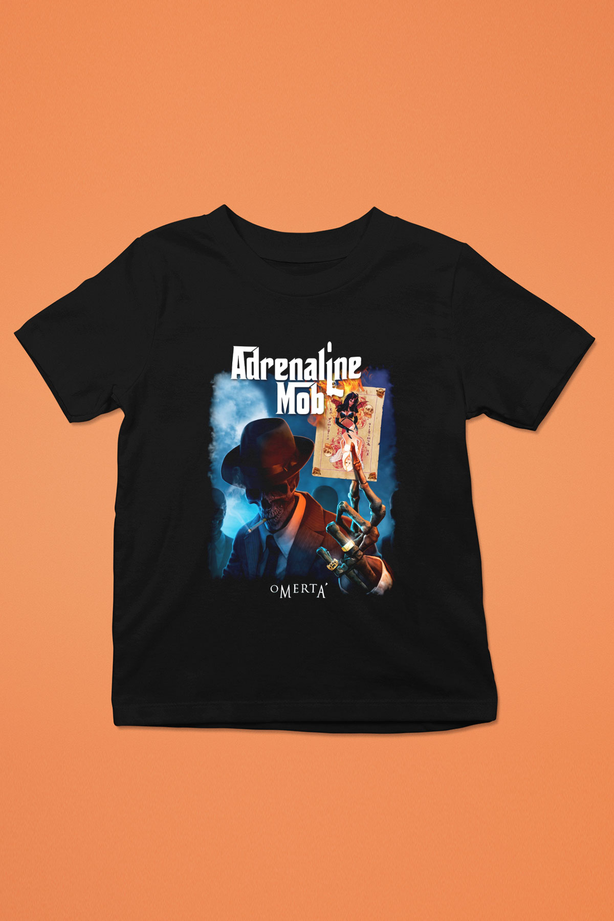 Adrenaline Mob Baskılı Siyah Unisex Çocuk Tişört