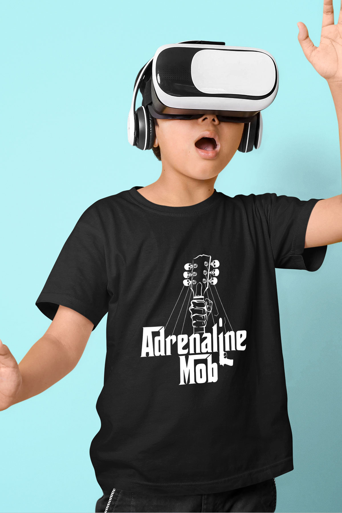 Adrenaline Mob Baskılı Unisex Siyah Çocuk Tişört