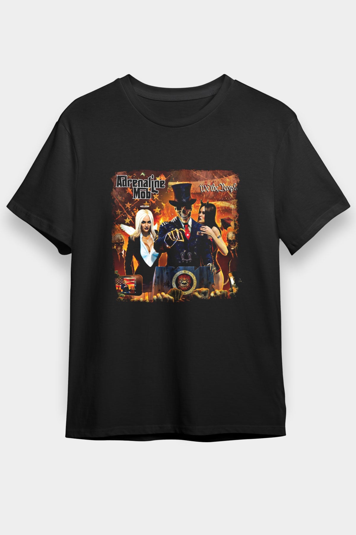 Adrenaline Mob Baskılı Unisex Siyah Tişört