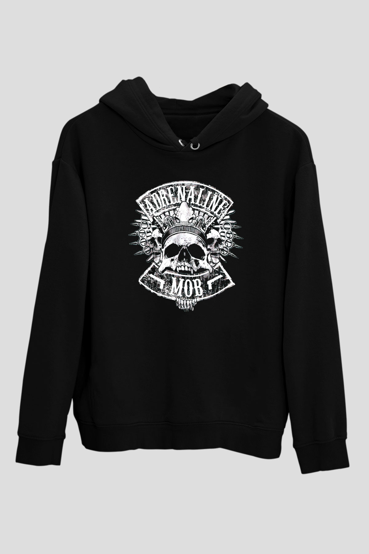 Adrenaline Mob Siyah Unisex Kapüşonlu Sweatshirt