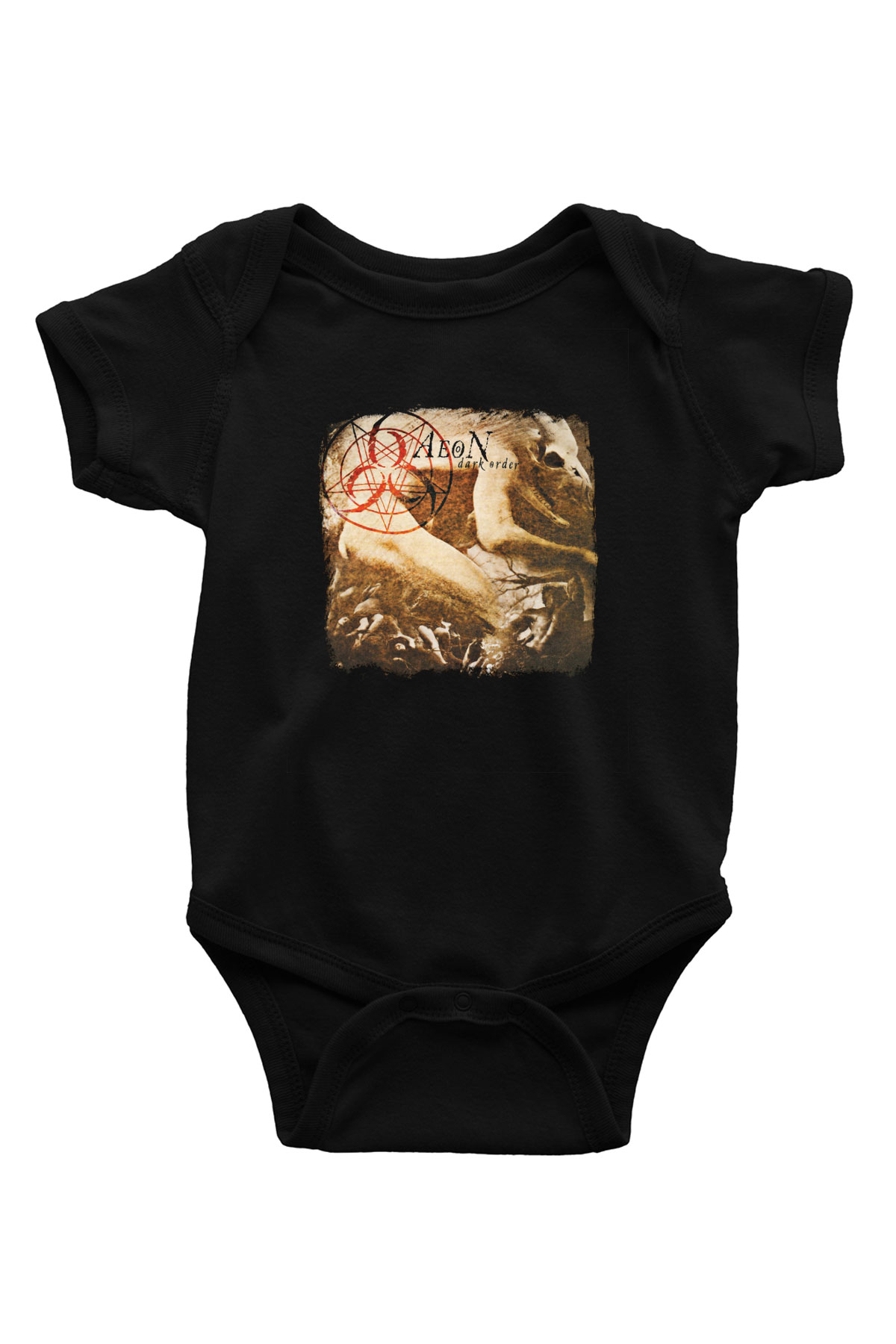 Aeon Baskılı Unisex Siyah Bebek Body - Zıbın